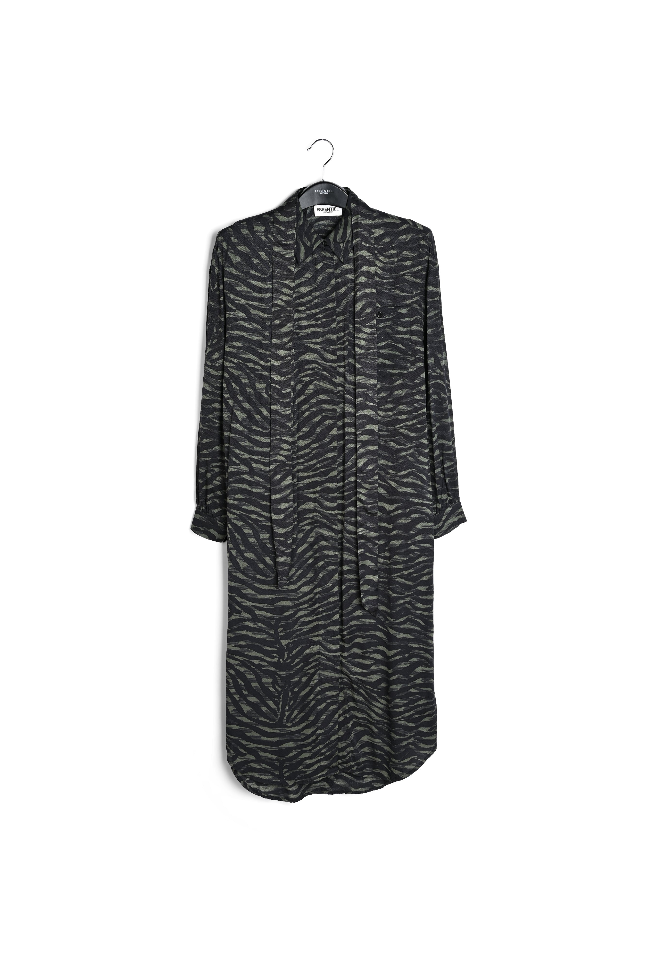 Midi-hemdjurk met groene en zwarte zebraprint RE—SSENTIEL | Essentiel second hand