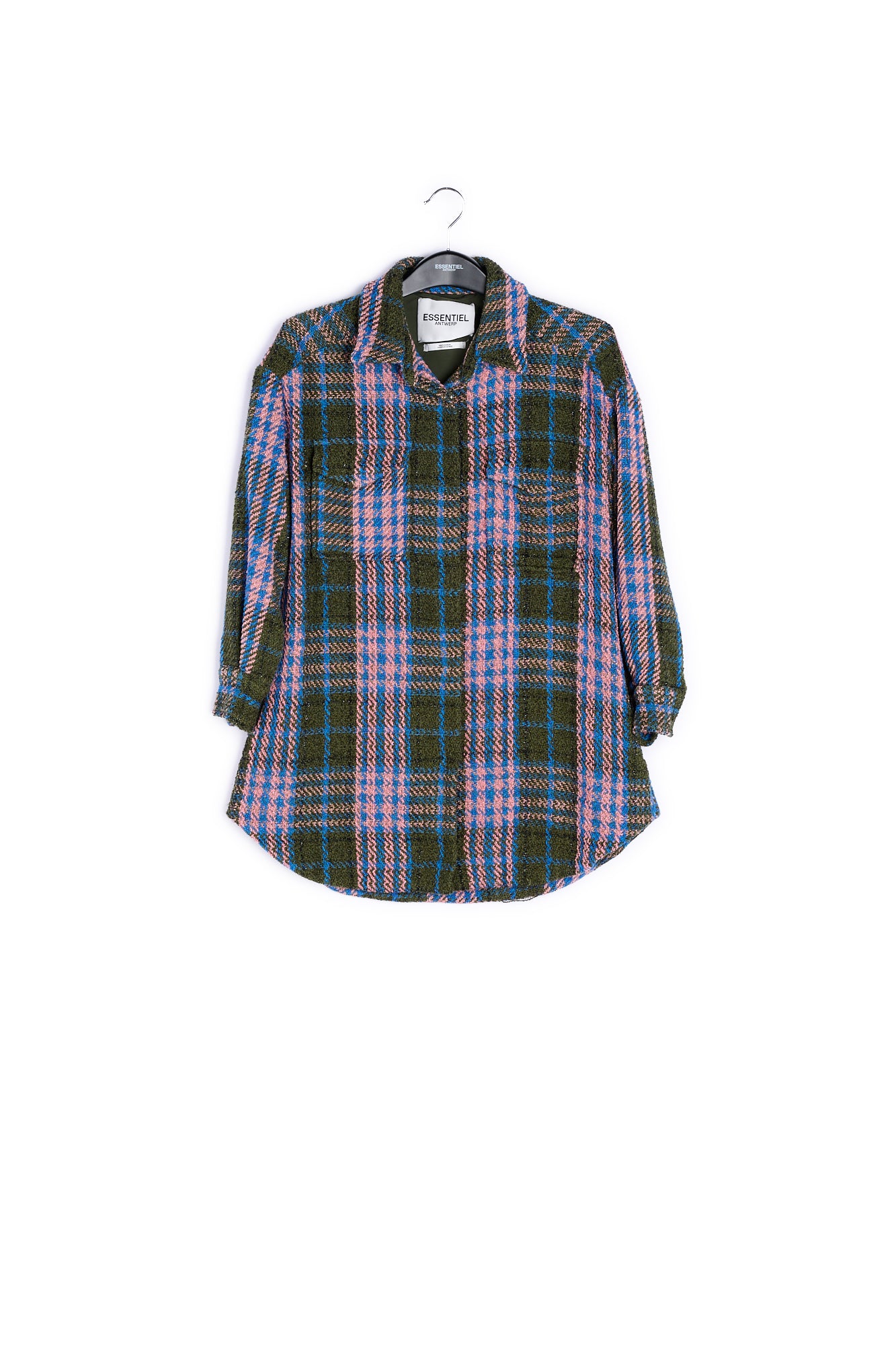 Khaki checked textured overshirt RE—SSENTIEL | Essentiel second hand