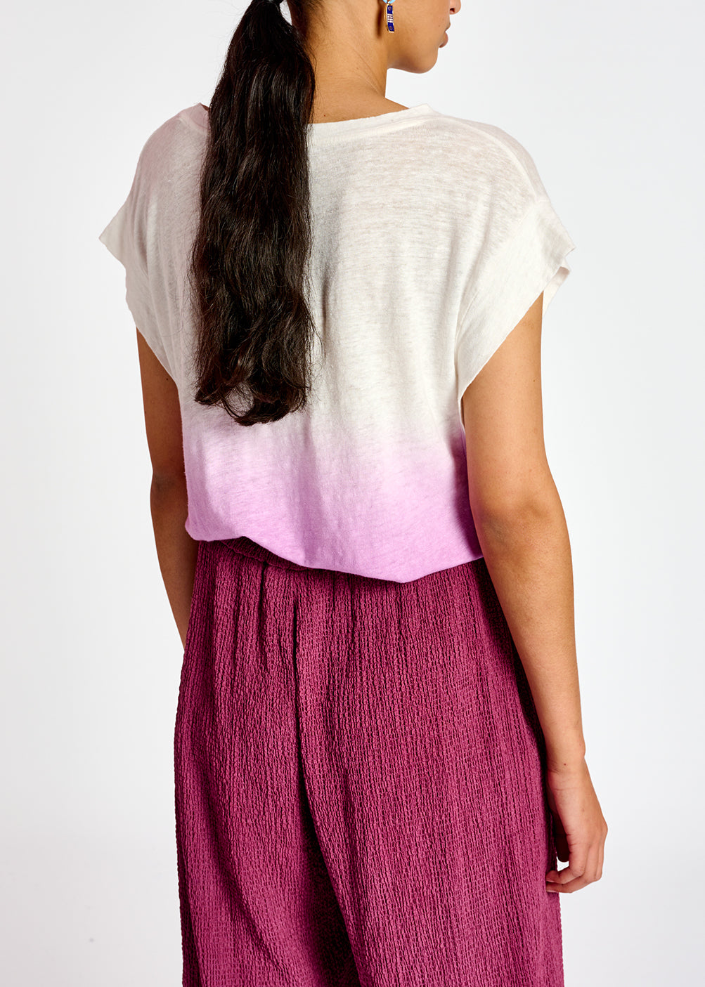 Lilac dip-dye linen t-shirt RE—SSENTIEL | Essentiel second hand