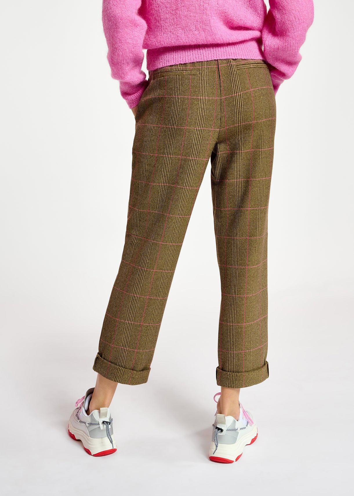 Brown pants with beige and pink check motif RE—SSENTIEL | Essentiel second hand
