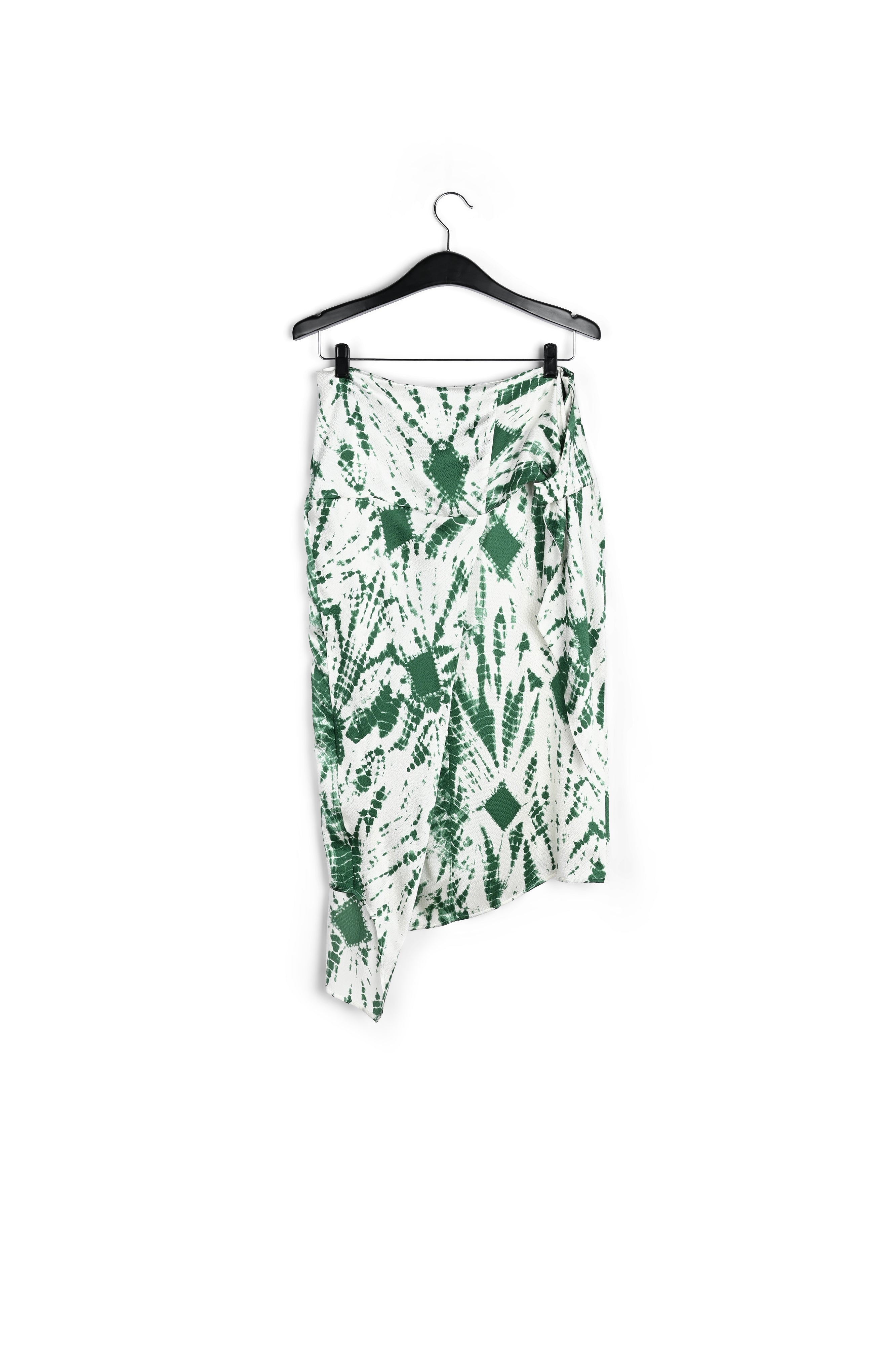 Off-white and red tie-dyed silk midi skirt RE—SSENTIEL | Essentiel second hand