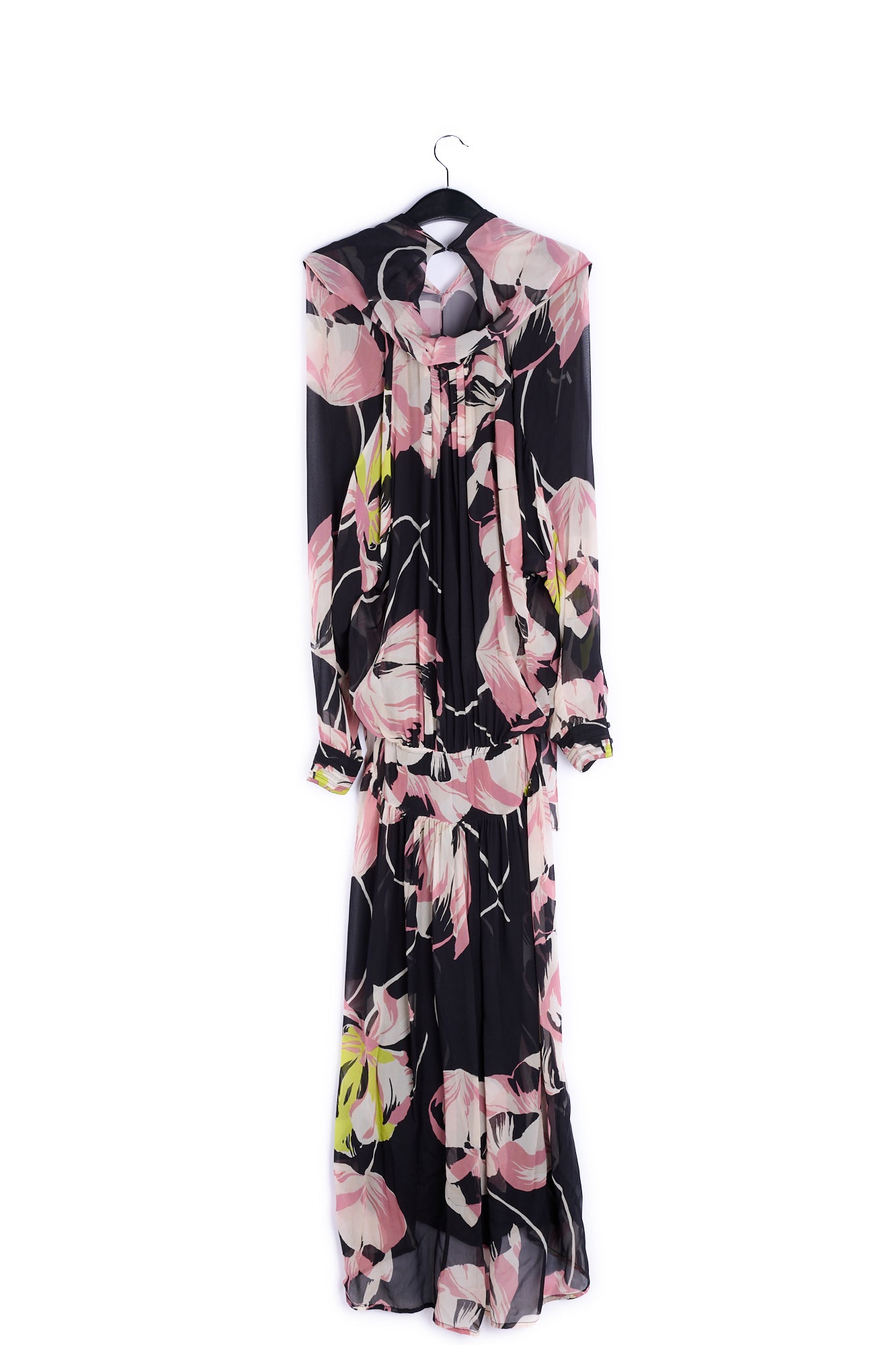 Black floral-print voluminous maxi dress RE—SSENTIEL | Essentiel second hand