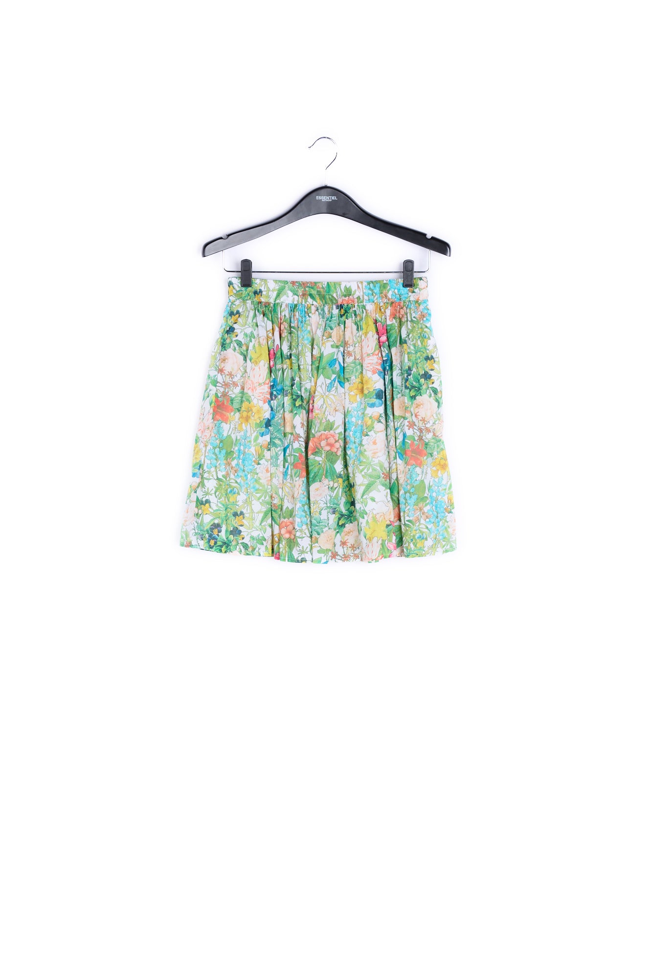 Vibrant green floral print mini skirt RE—SSENTIEL | Essentiel second hand