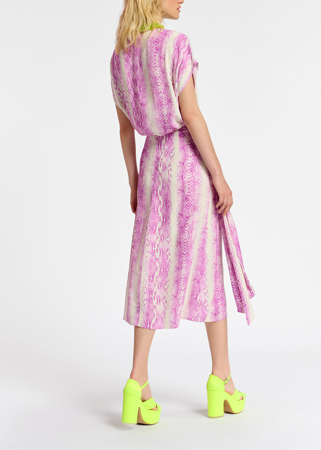 Jupe midi à imprimé serpent blanc et violet RE—SSENTIEL | Essentiel second hand