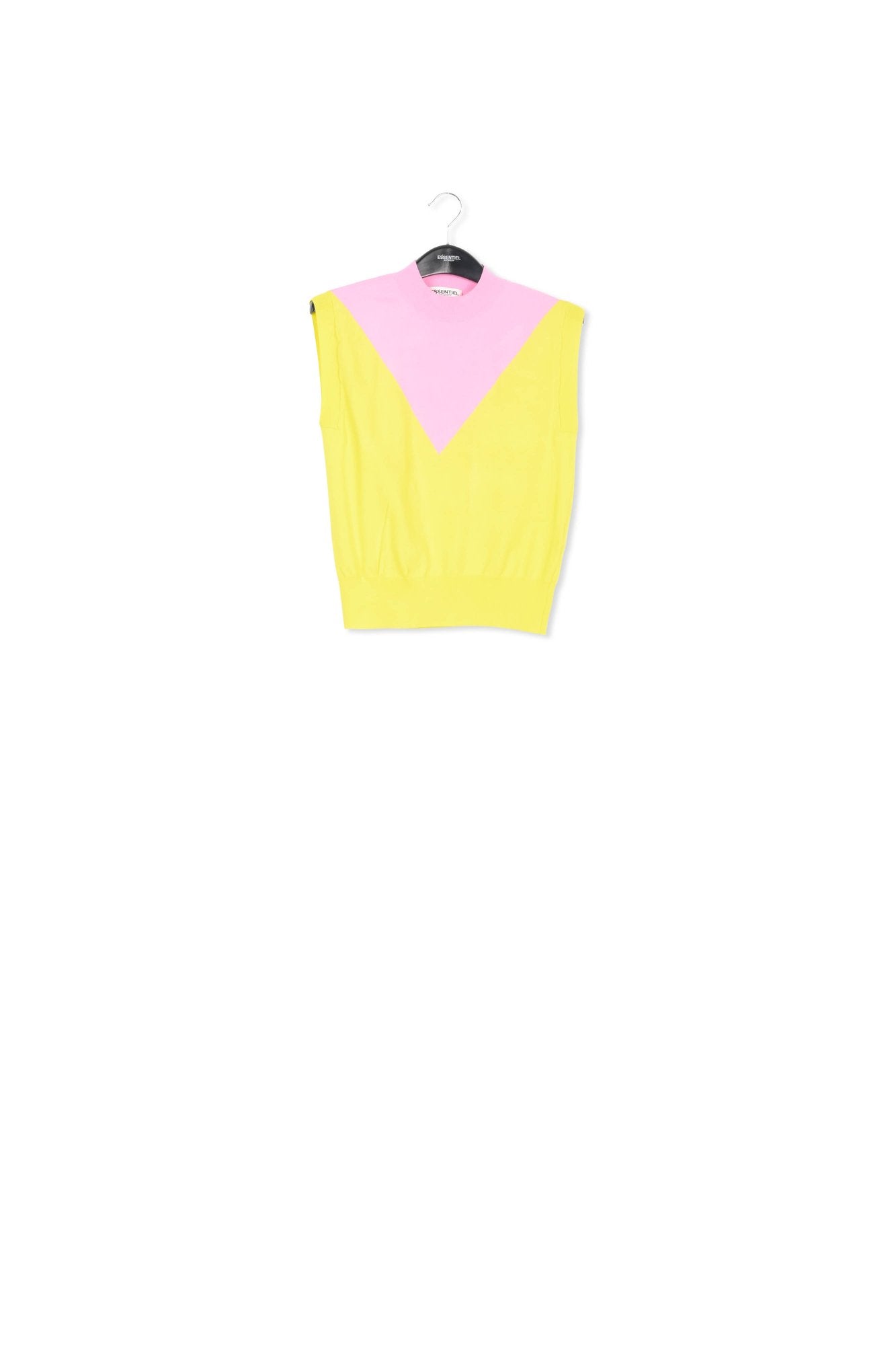 Top sans manches en tricot jaune et rose RE—SSENTIEL | Essentiel second hand