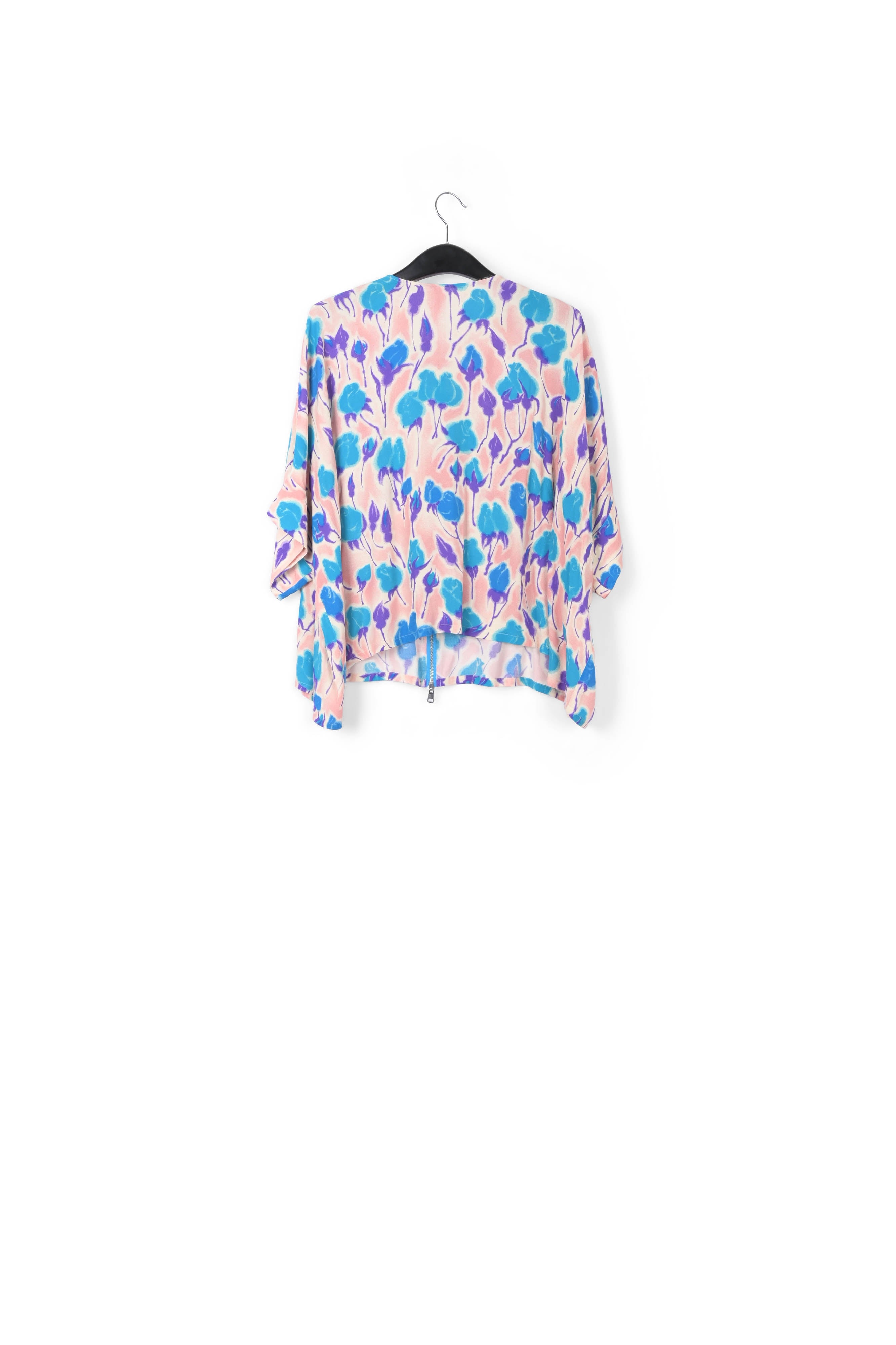 Light pink, blue and purple floral print oversized top RE—SSENTIEL | Essentiel second hand