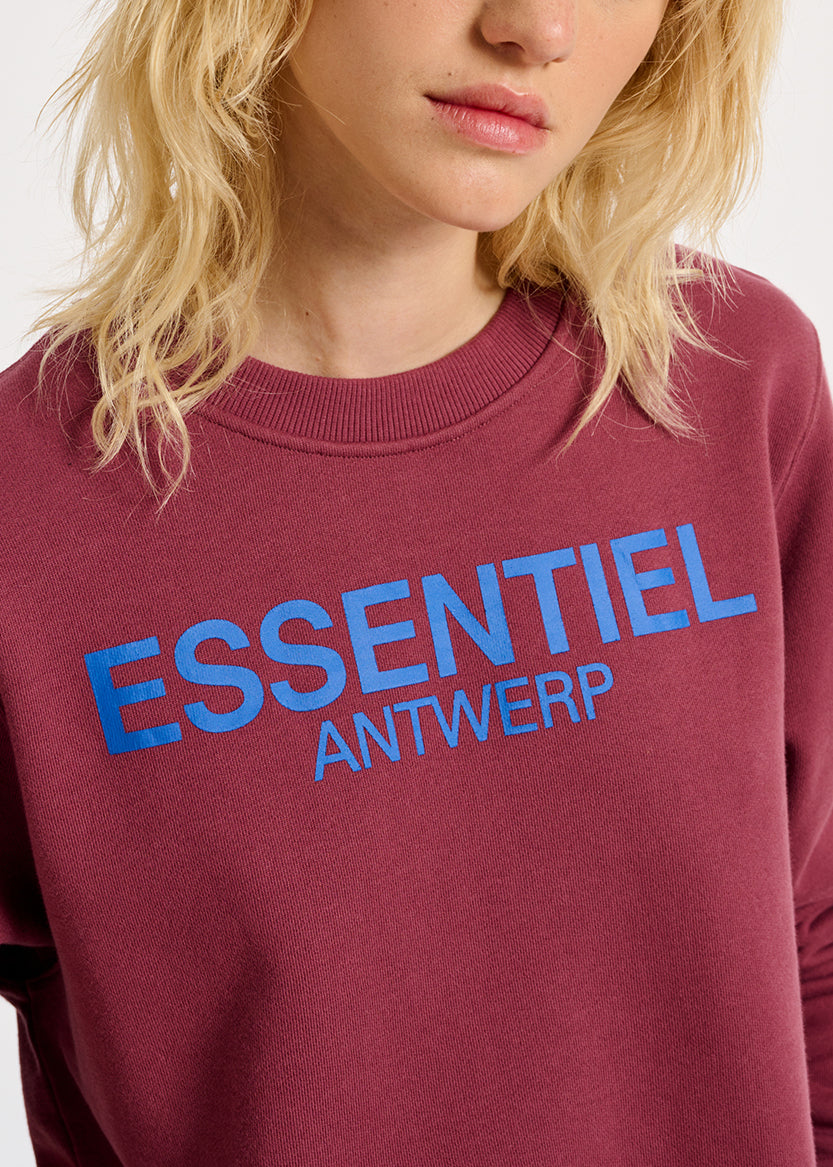 Sweat mauve en jersey de con bio avec logo RE—SSENTIEL | Essentiel second hand