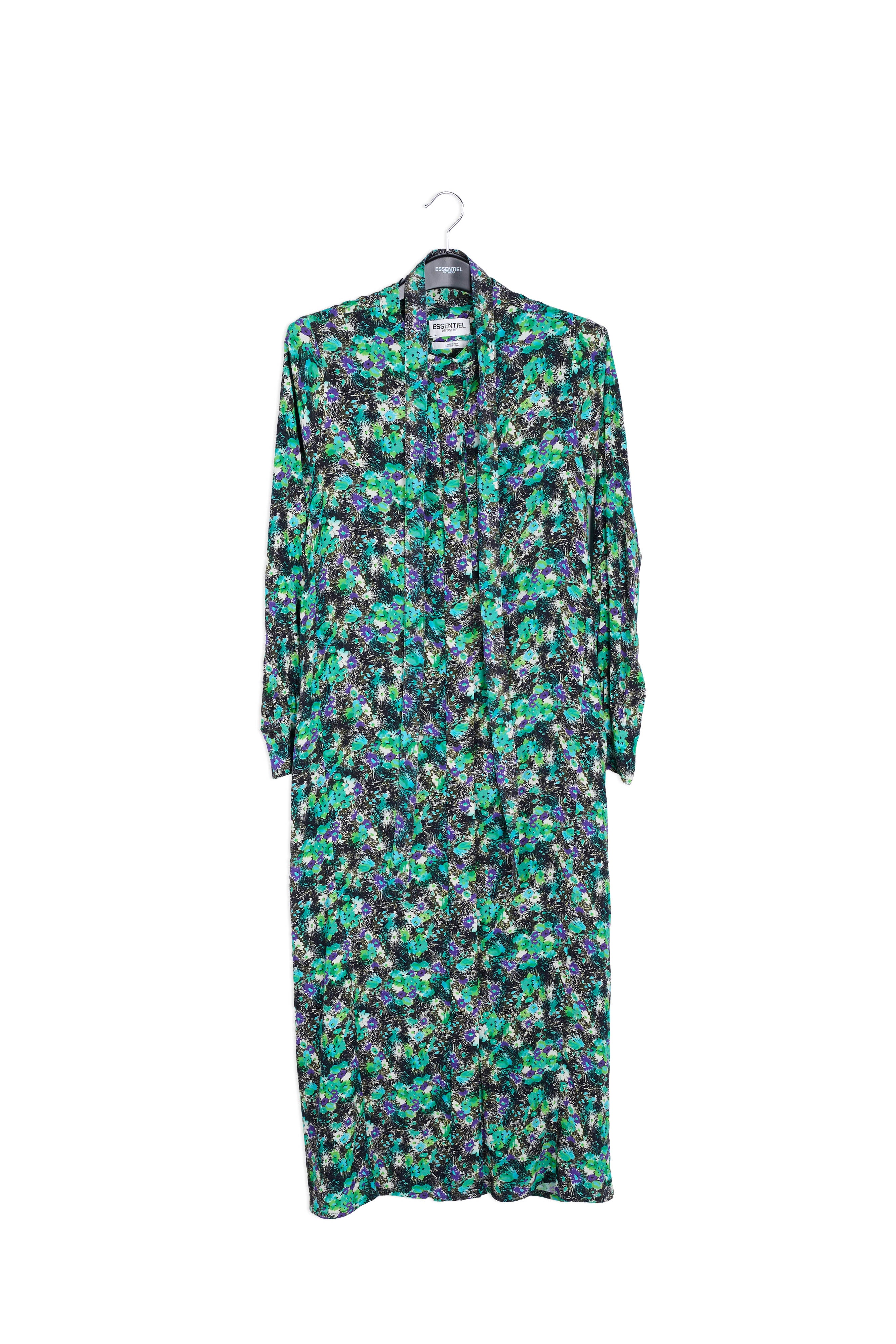 Groene A-lijn hemdjurk met bloemenprint RE—SSENTIEL | Essentiel second hand
