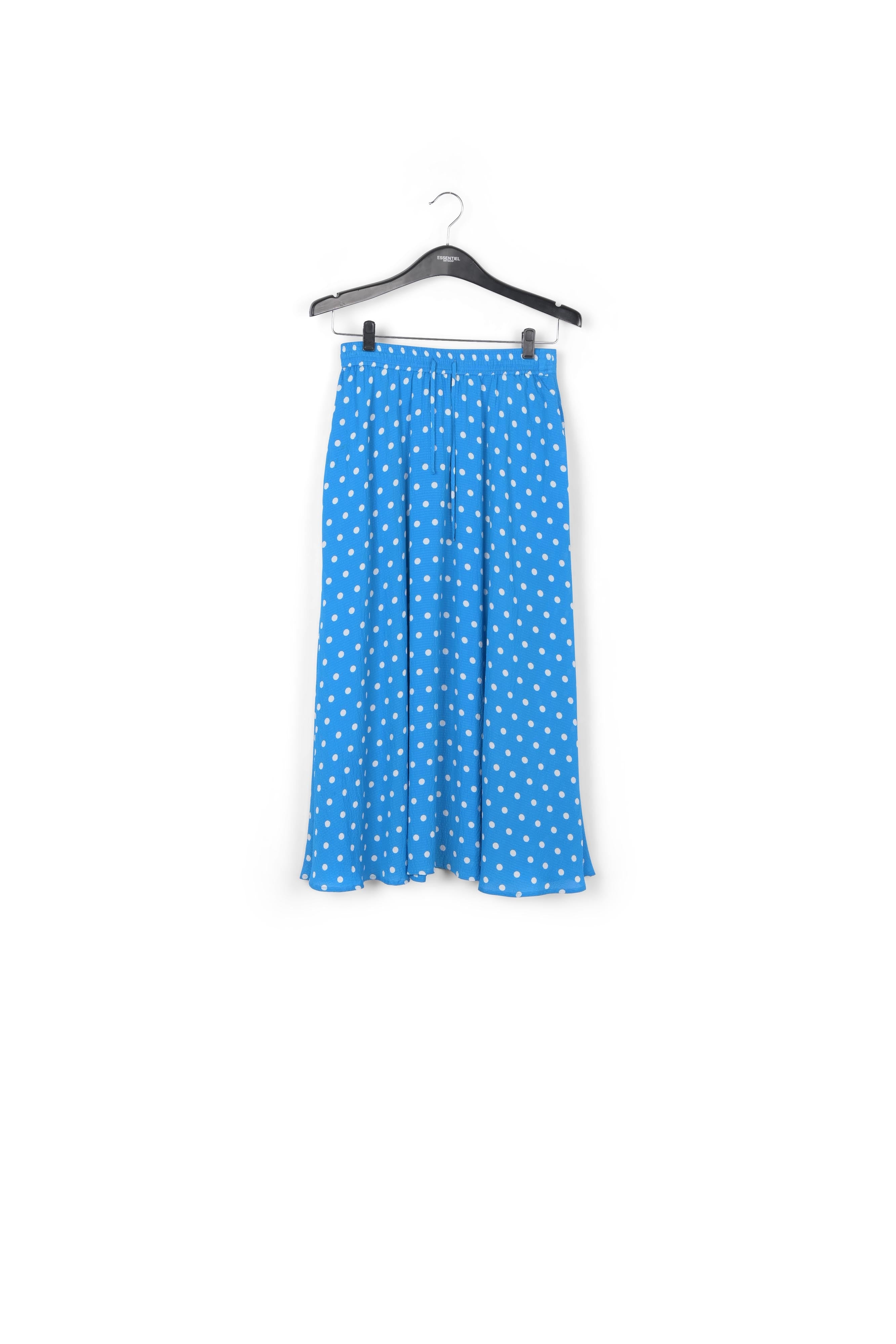 Blauwe midirok met witte stippen RE—SSENTIEL | Essentiel second hand
