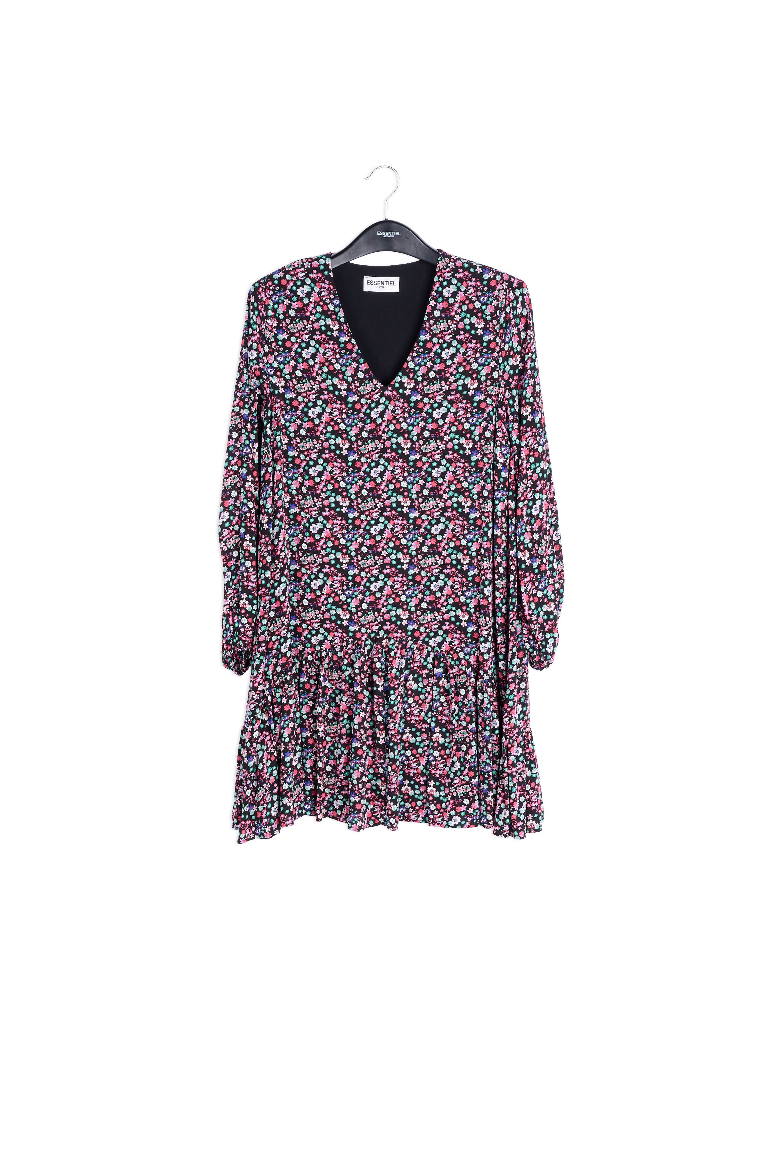Mini robe noire à imprimé floral RE—SSENTIEL | Essentiel second hand
