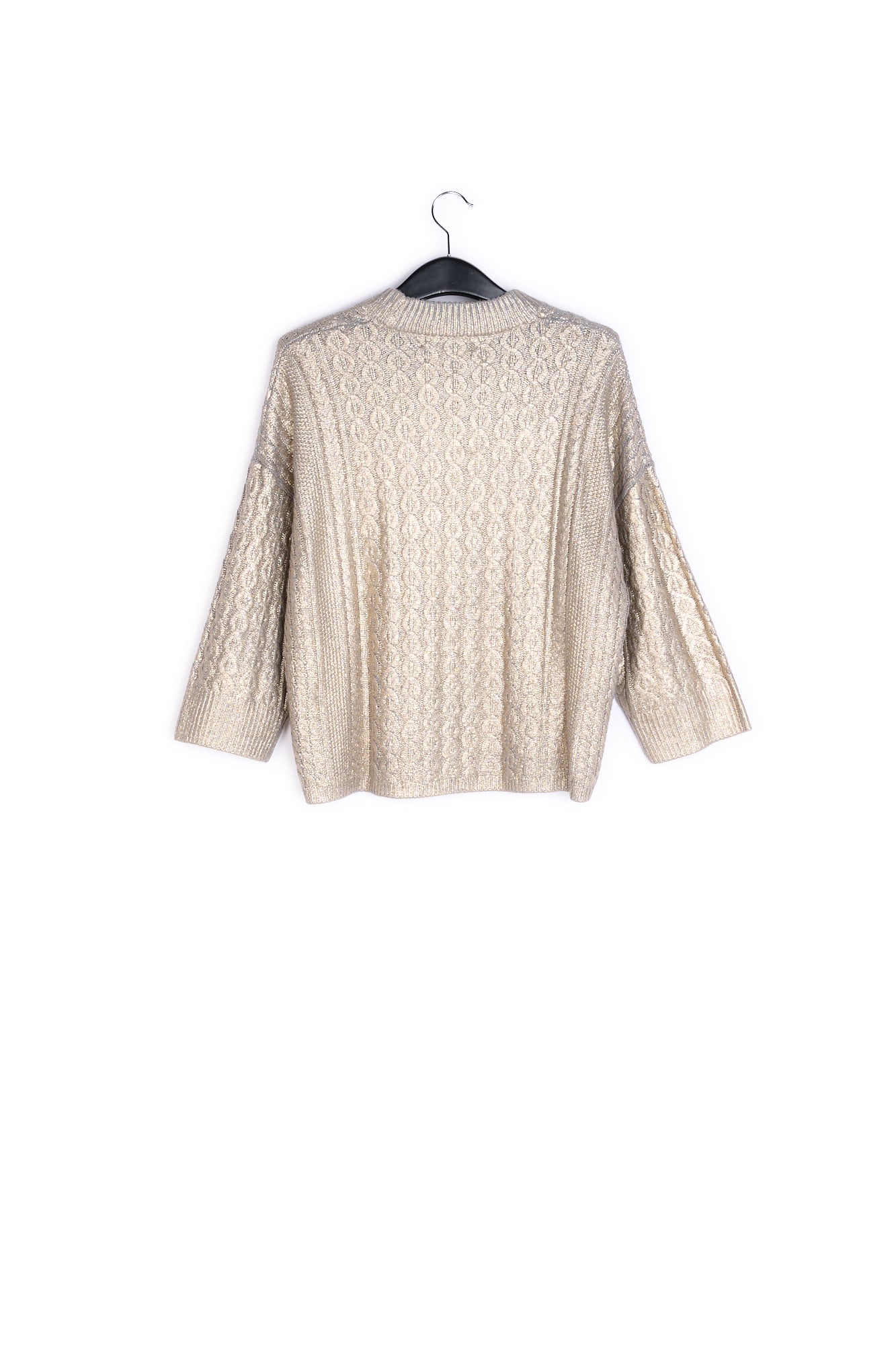 Gold metallic cable-knit sweater RE—SSENTIEL | Essentiel second hand