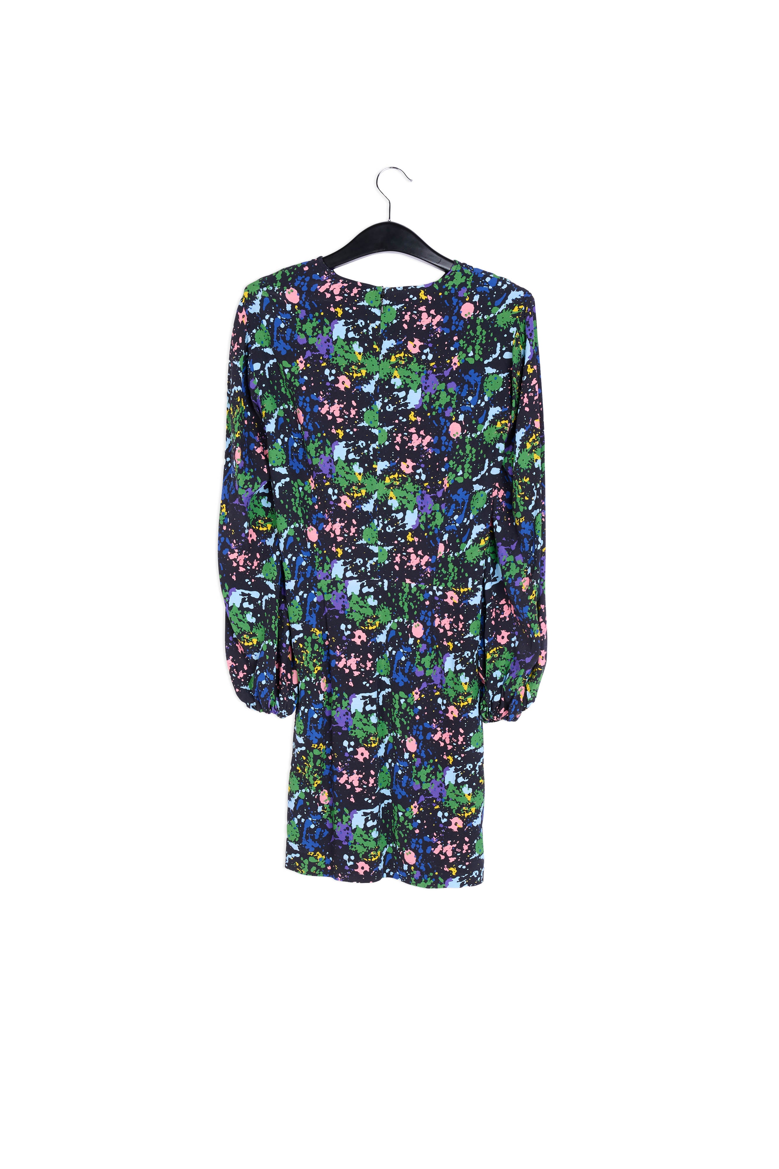 Black and blue floral print mini dress RE—SSENTIEL | Essentiel second hand
