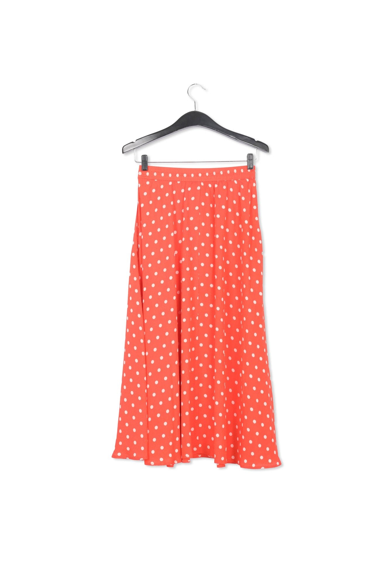 Red and white polka-dotted midi skirt RE—SSENTIEL | Essentiel second hand