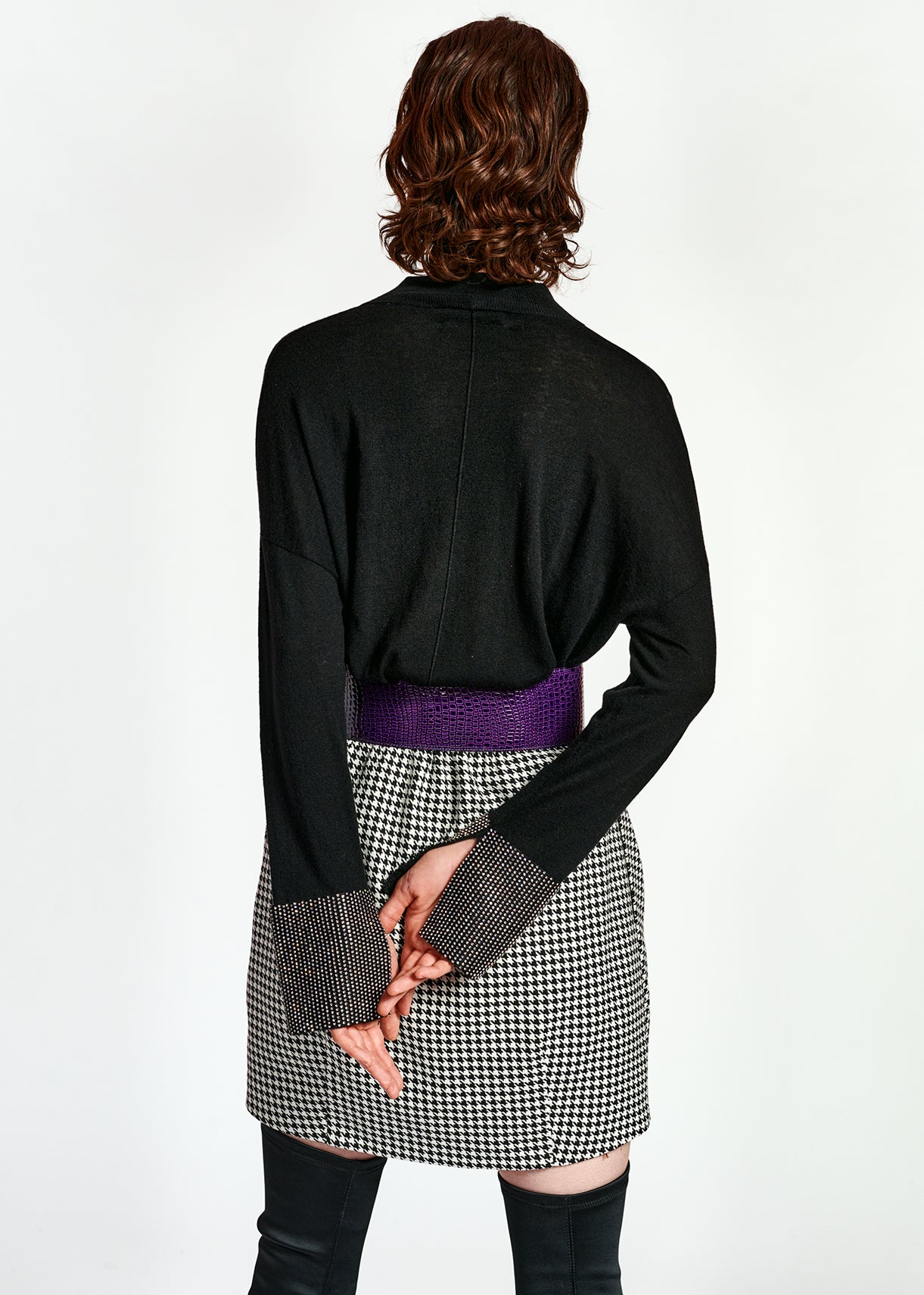 Black fine boxy sweater with embellished cuffs RE—SSENTIEL | Essentiel second hand