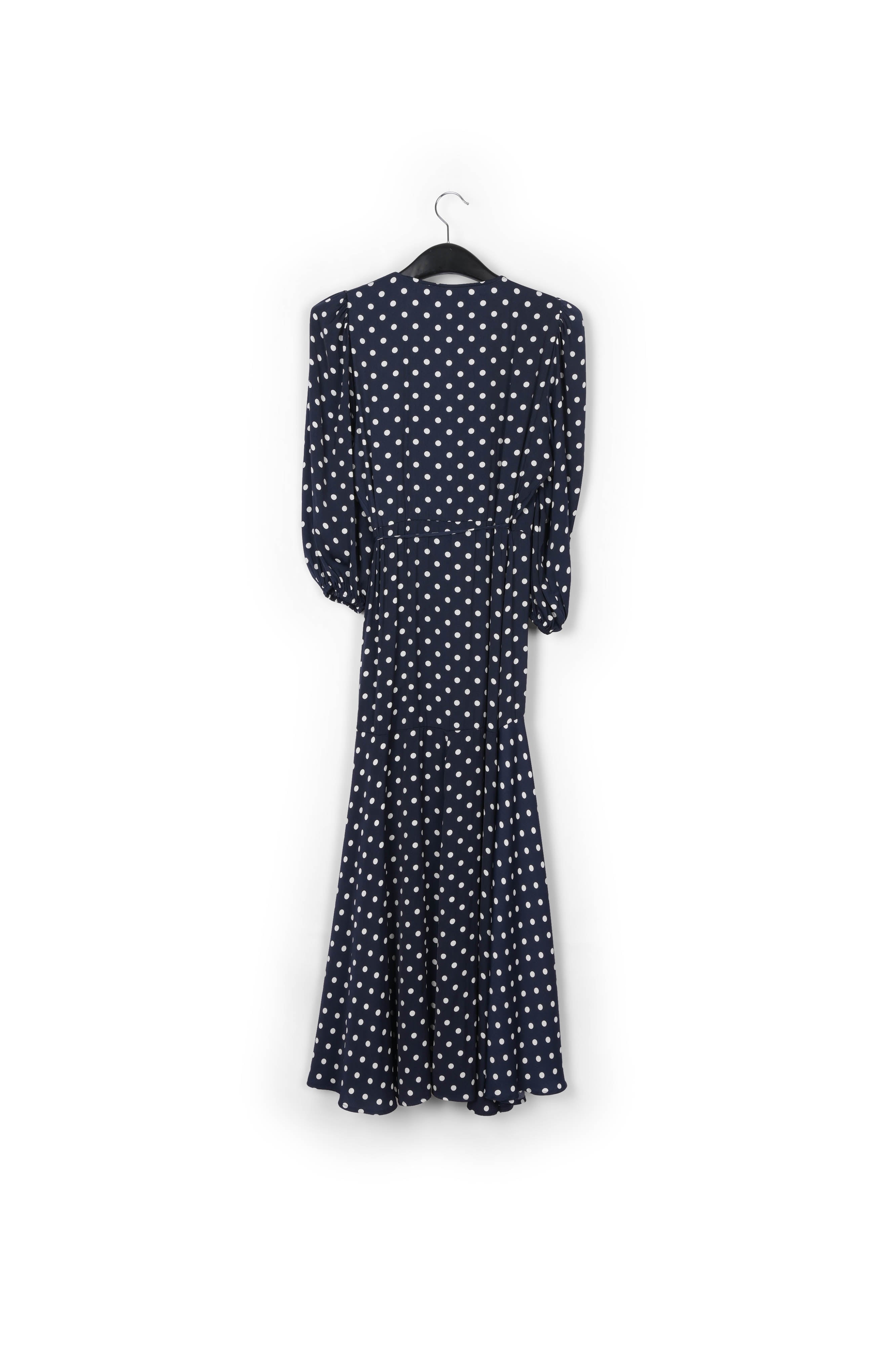 Robe maxi portefeuille bleu foncé à pois RE—SSENTIEL | Essentiel second hand