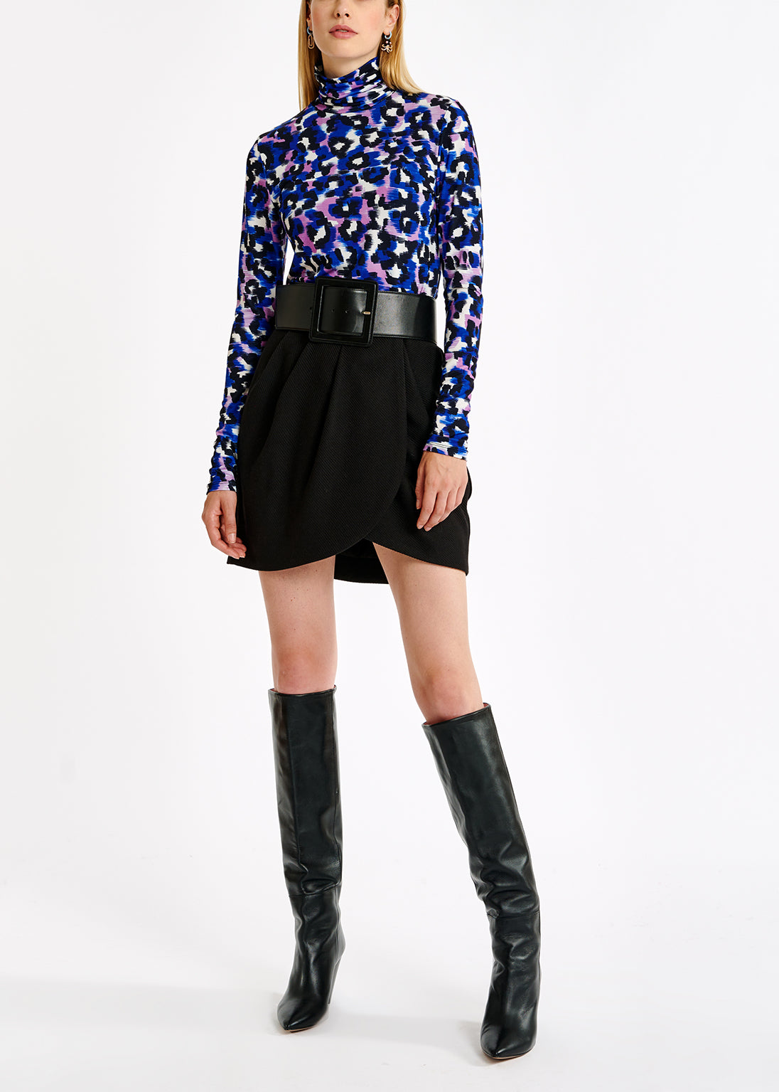 Leopard print turtleneck top RE—SSENTIEL | Essentiel second hand