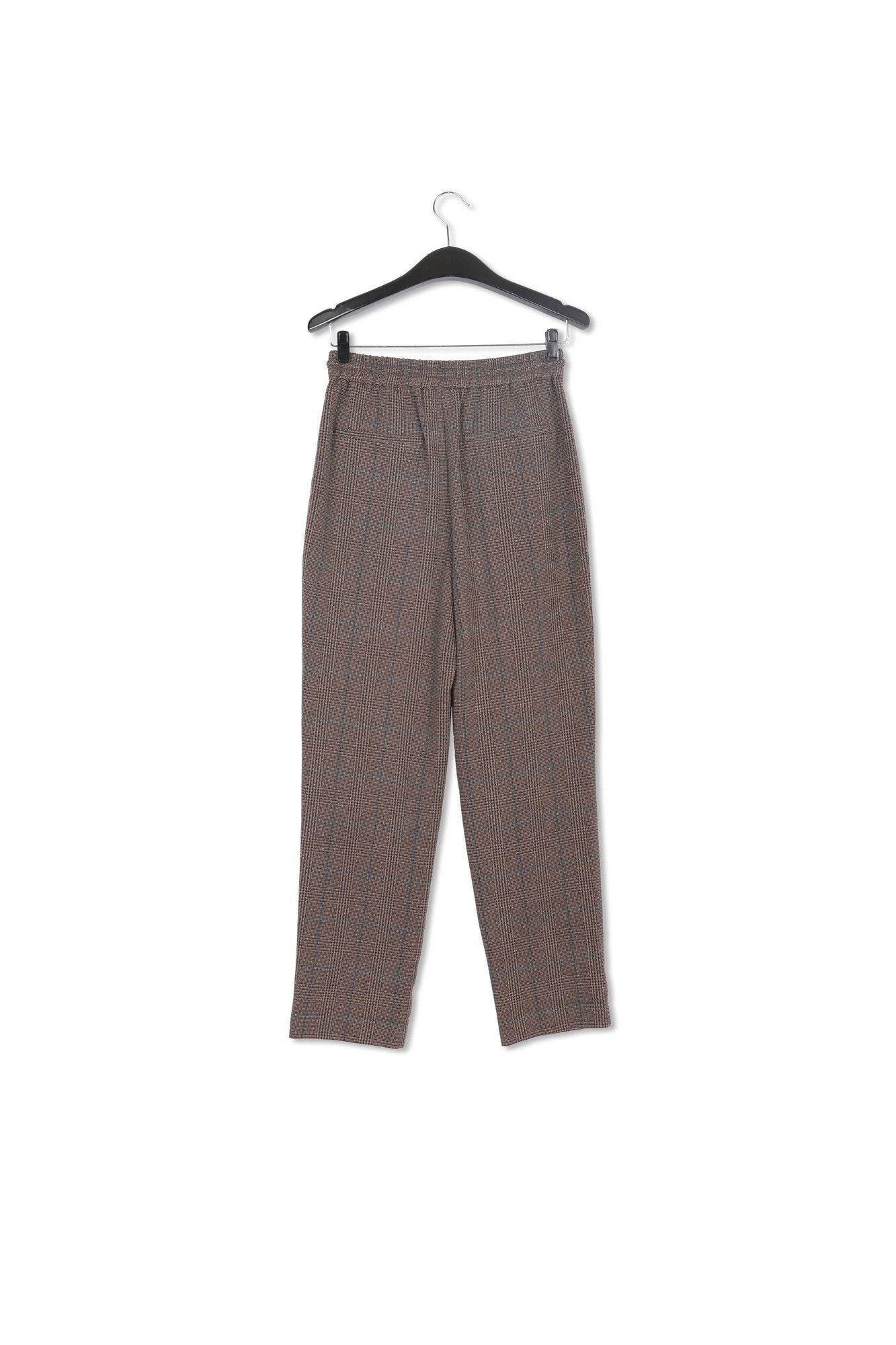 Brown pants with black and blue check motif RE—SSENTIEL | Essentiel second hand