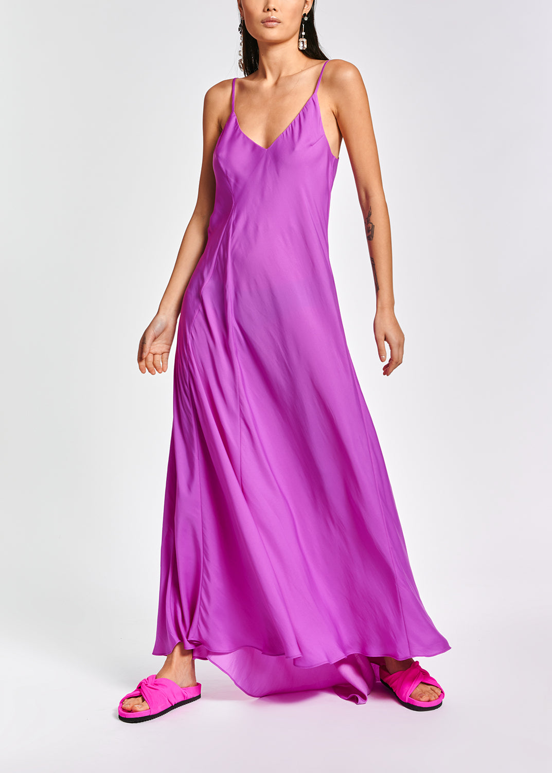 Lilac maxi-length slip dress RE—SSENTIEL | Essentiel second hand