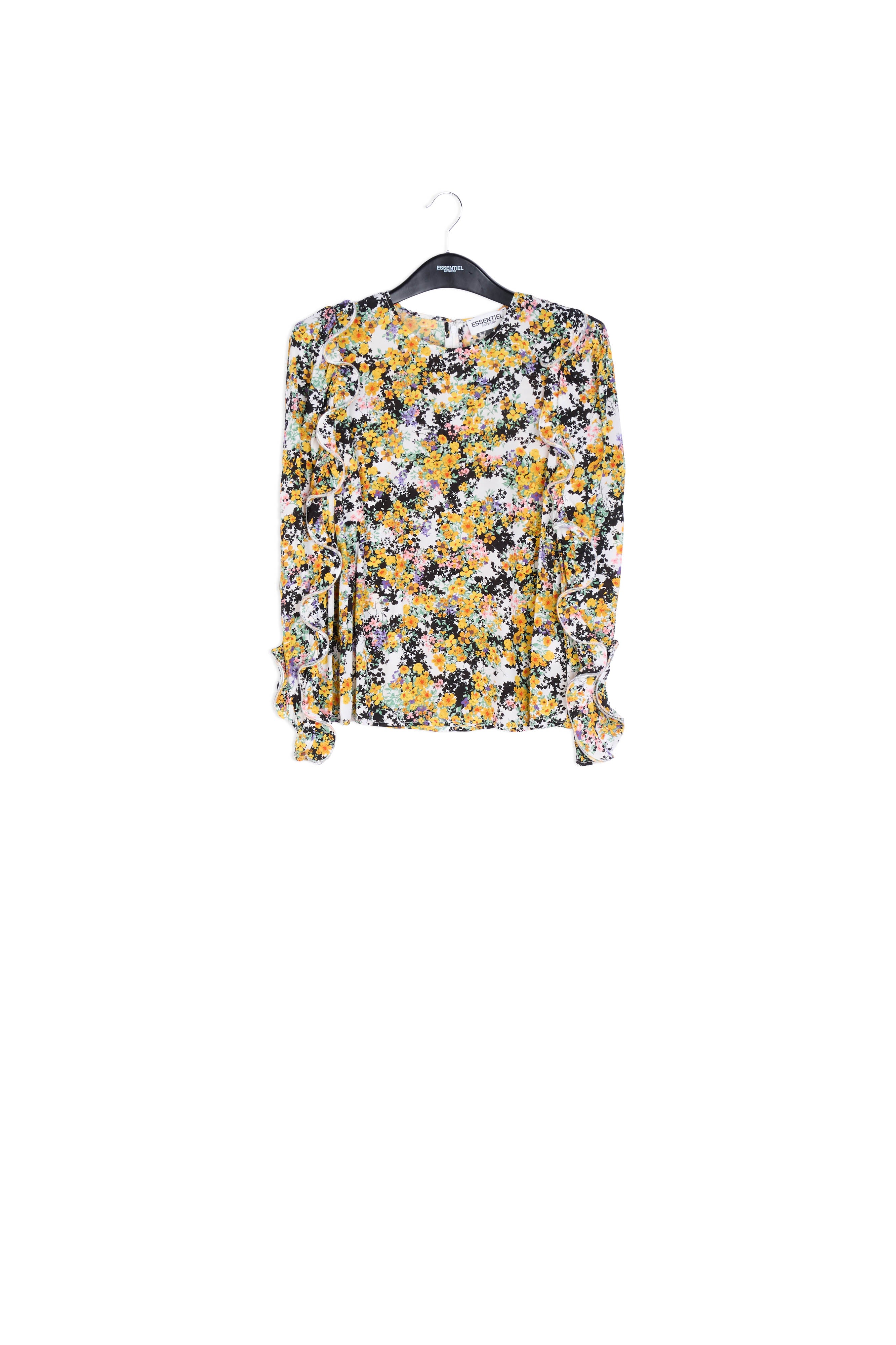 Off-white ruffled floral-print top RE—SSENTIEL | Essentiel second hand