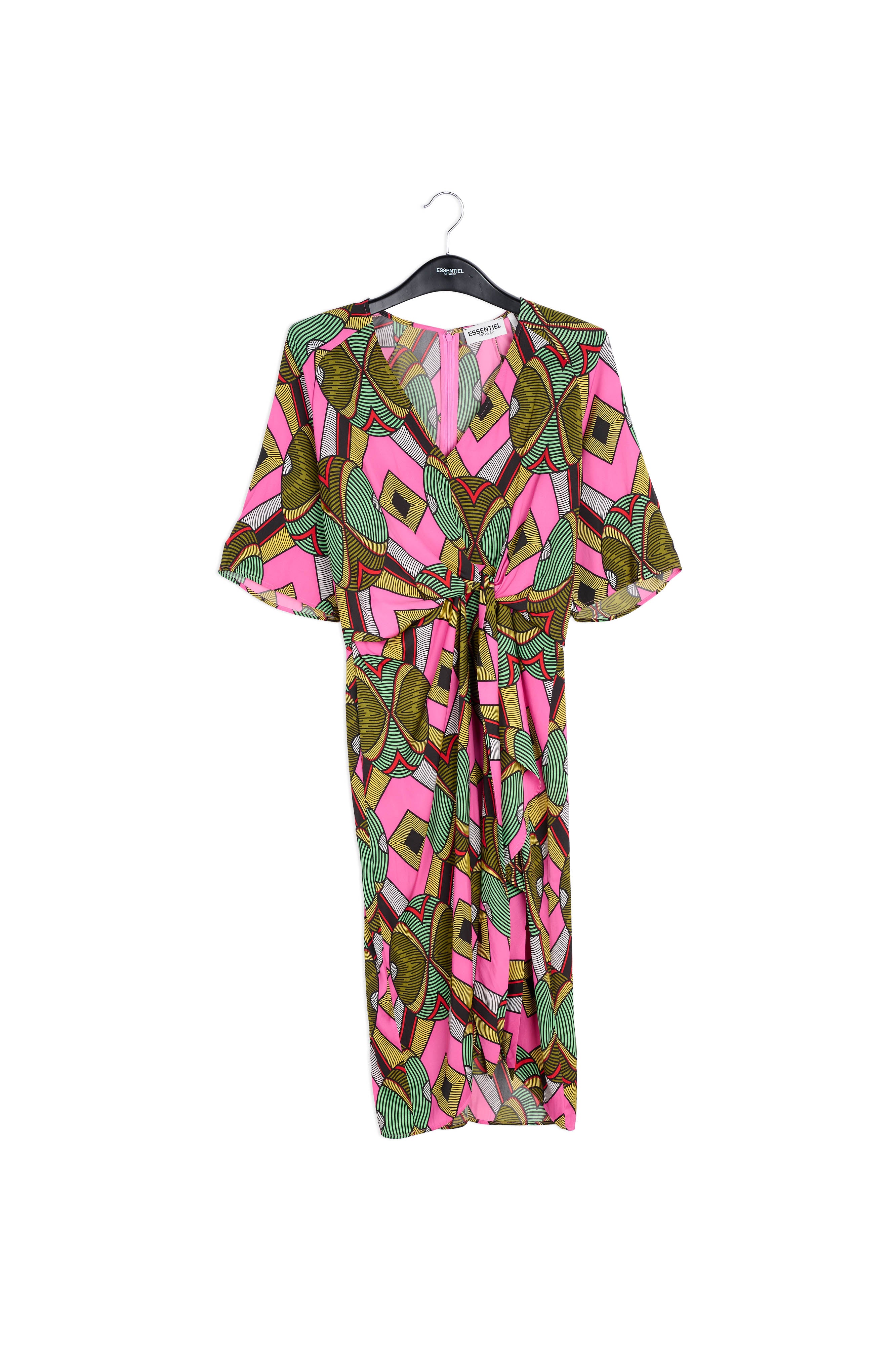 Multicolored graphic-print midi dress RE—SSENTIEL | Essentiel second hand