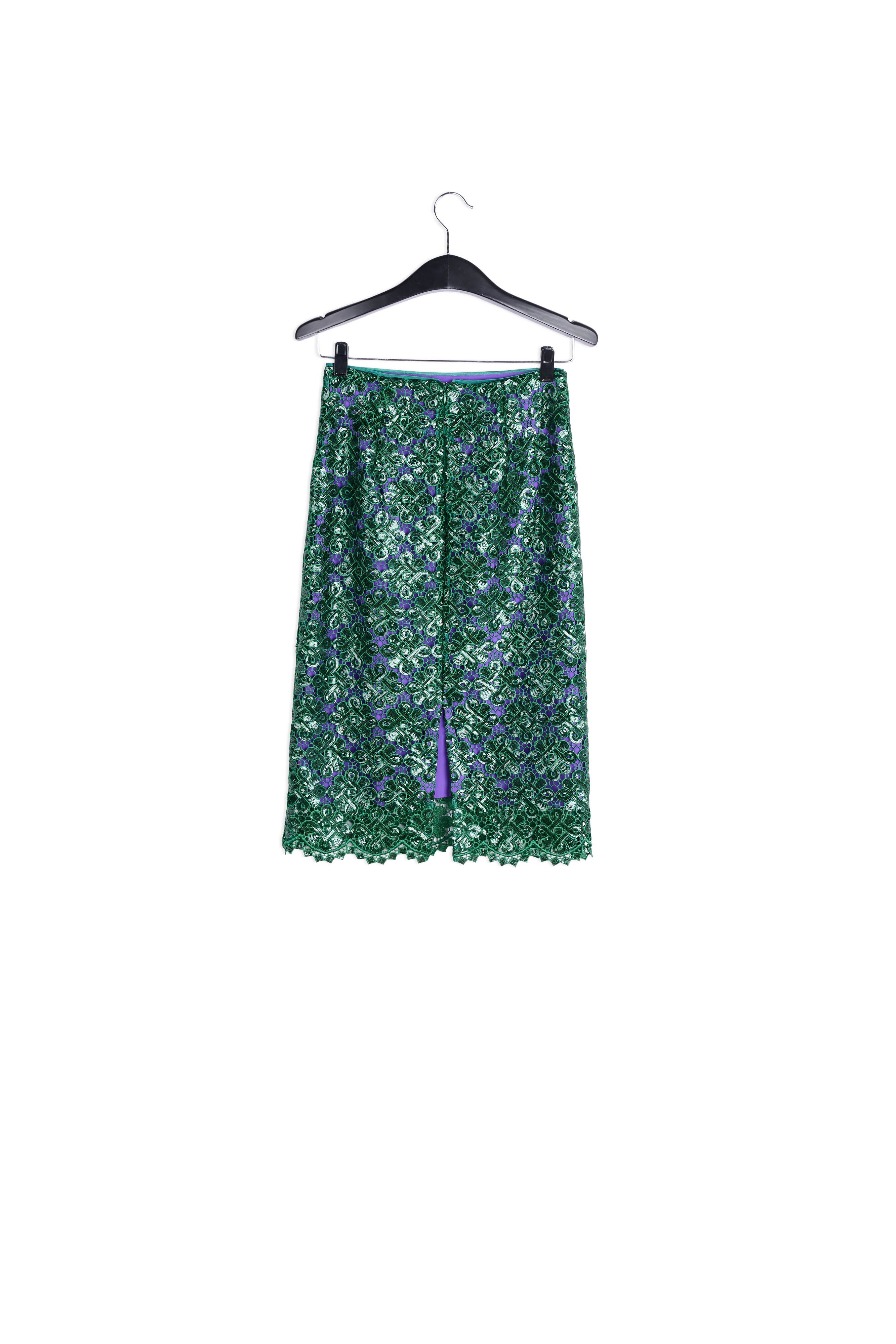 Dark green embellished lace pencil skirt RE—SSENTIEL | Essentiel second hand