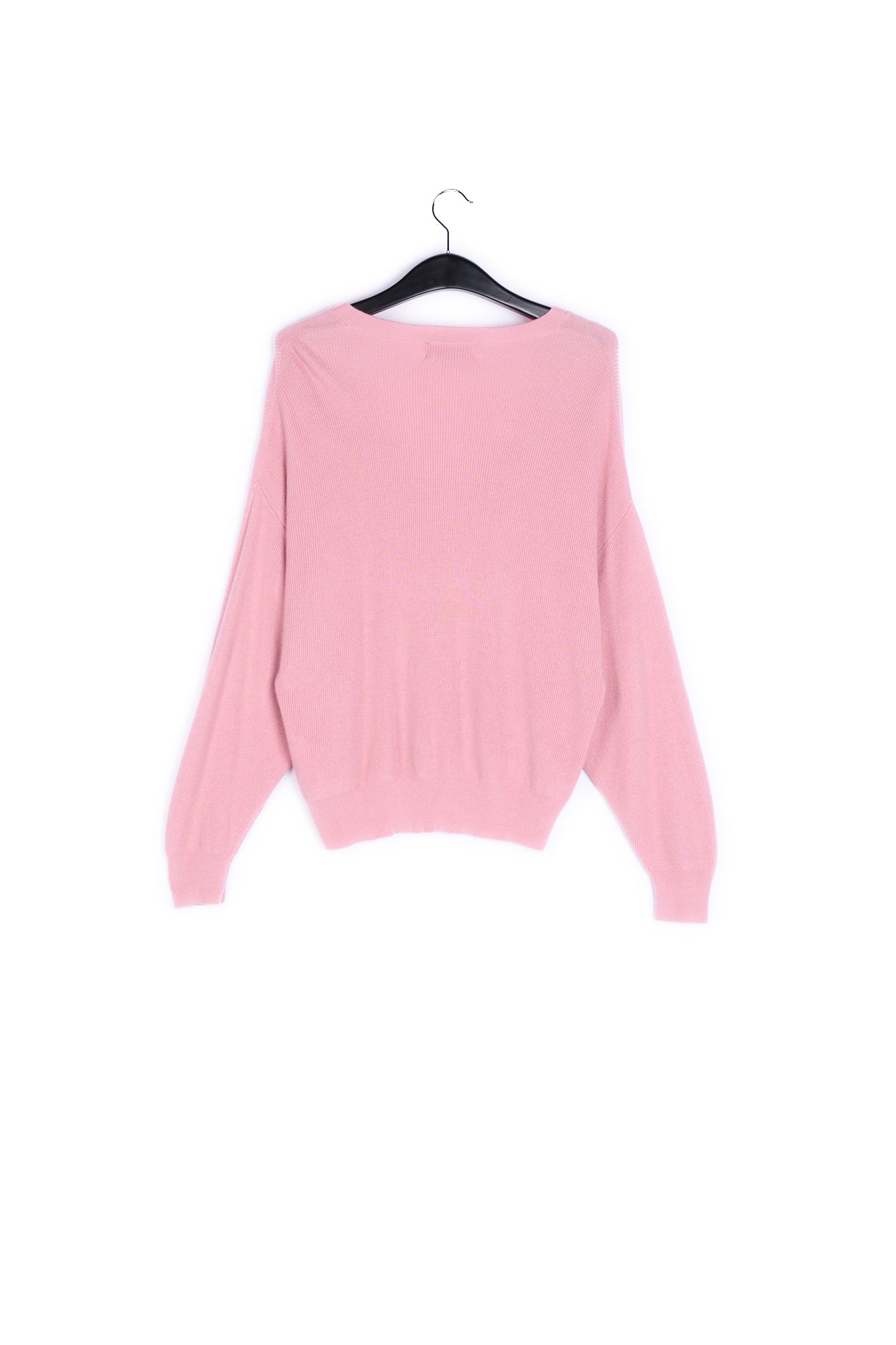 Pink ribbed V-neck sweater RE—SSENTIEL | Essentiel second hand