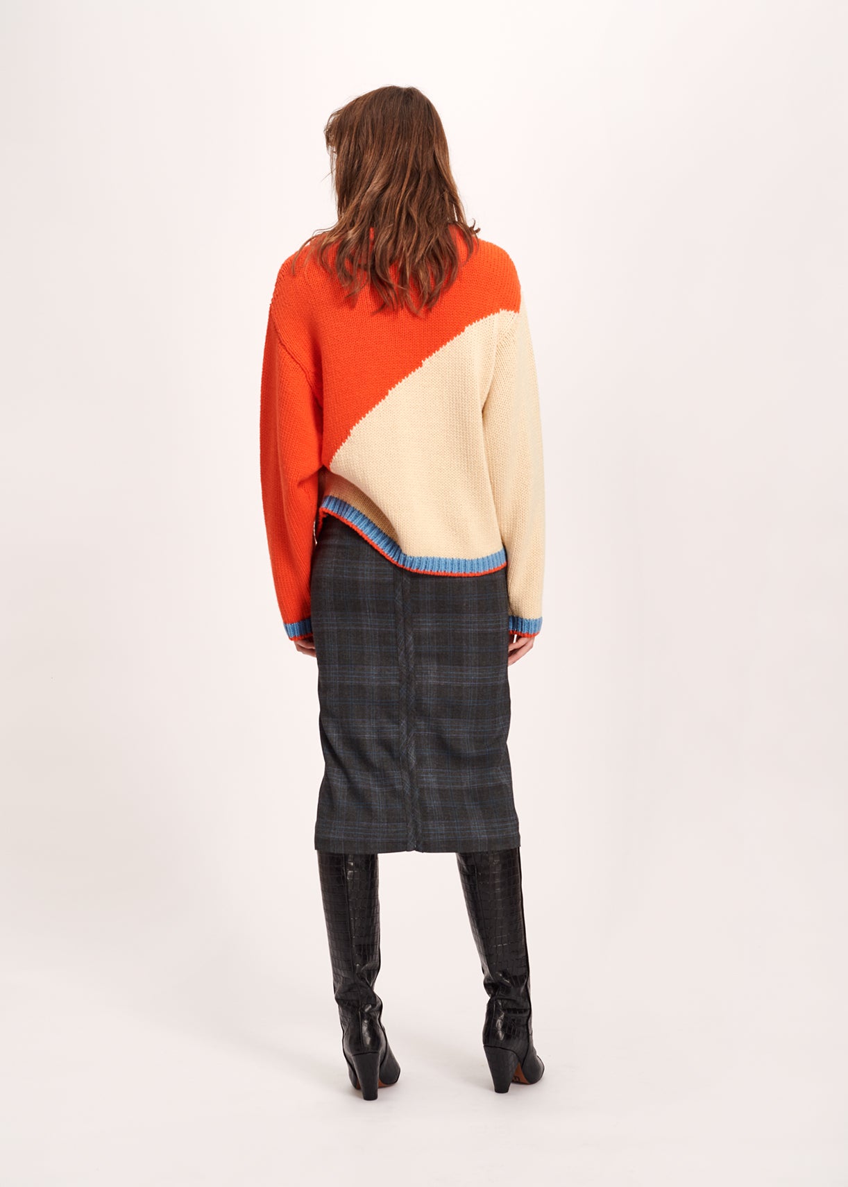 Grijze geruite kokerrok RE—SSENTIEL | Essentiel second hand