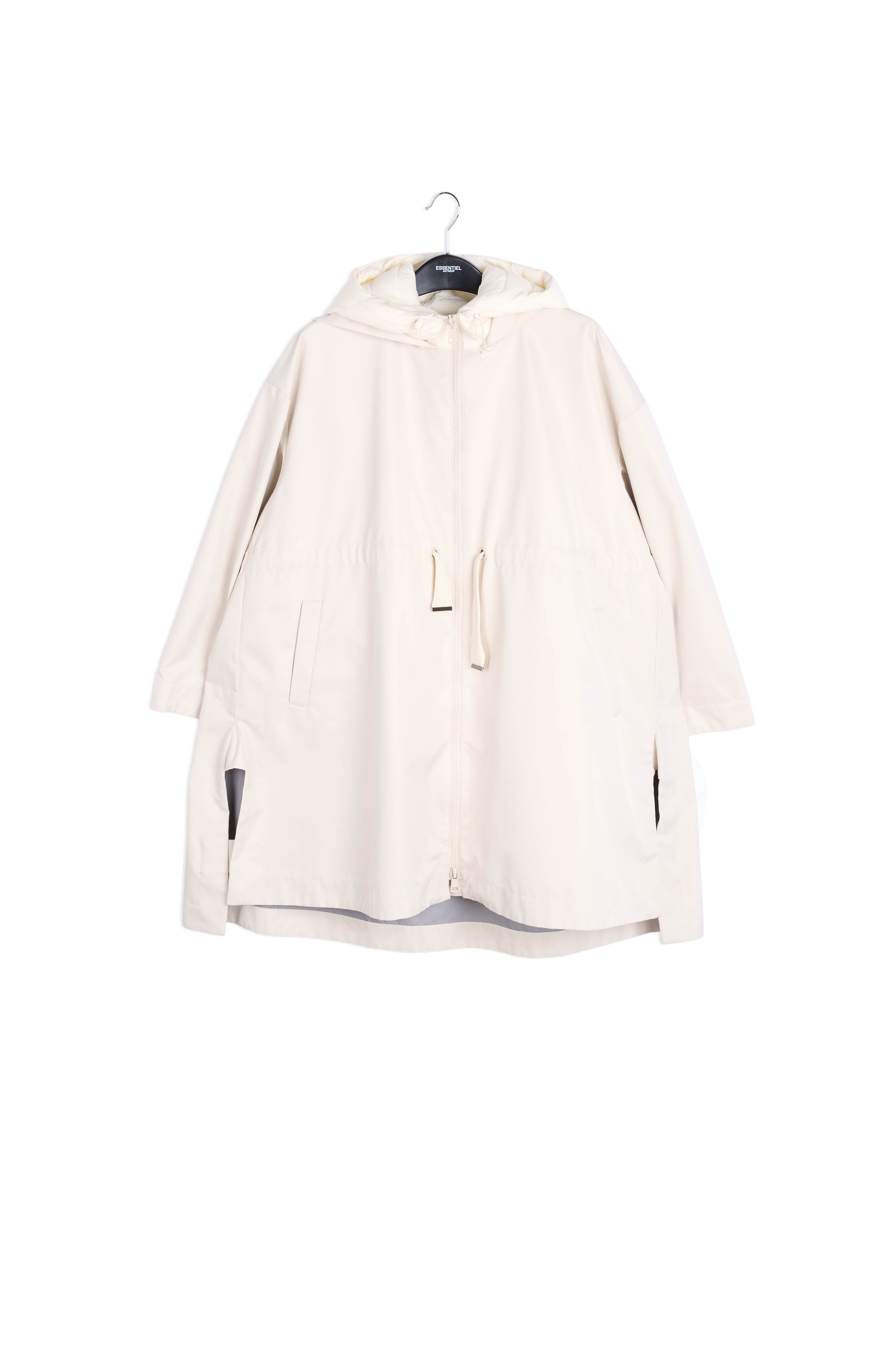 Cream oversized hooded raincoat RE—SSENTIEL | Essentiel second hand