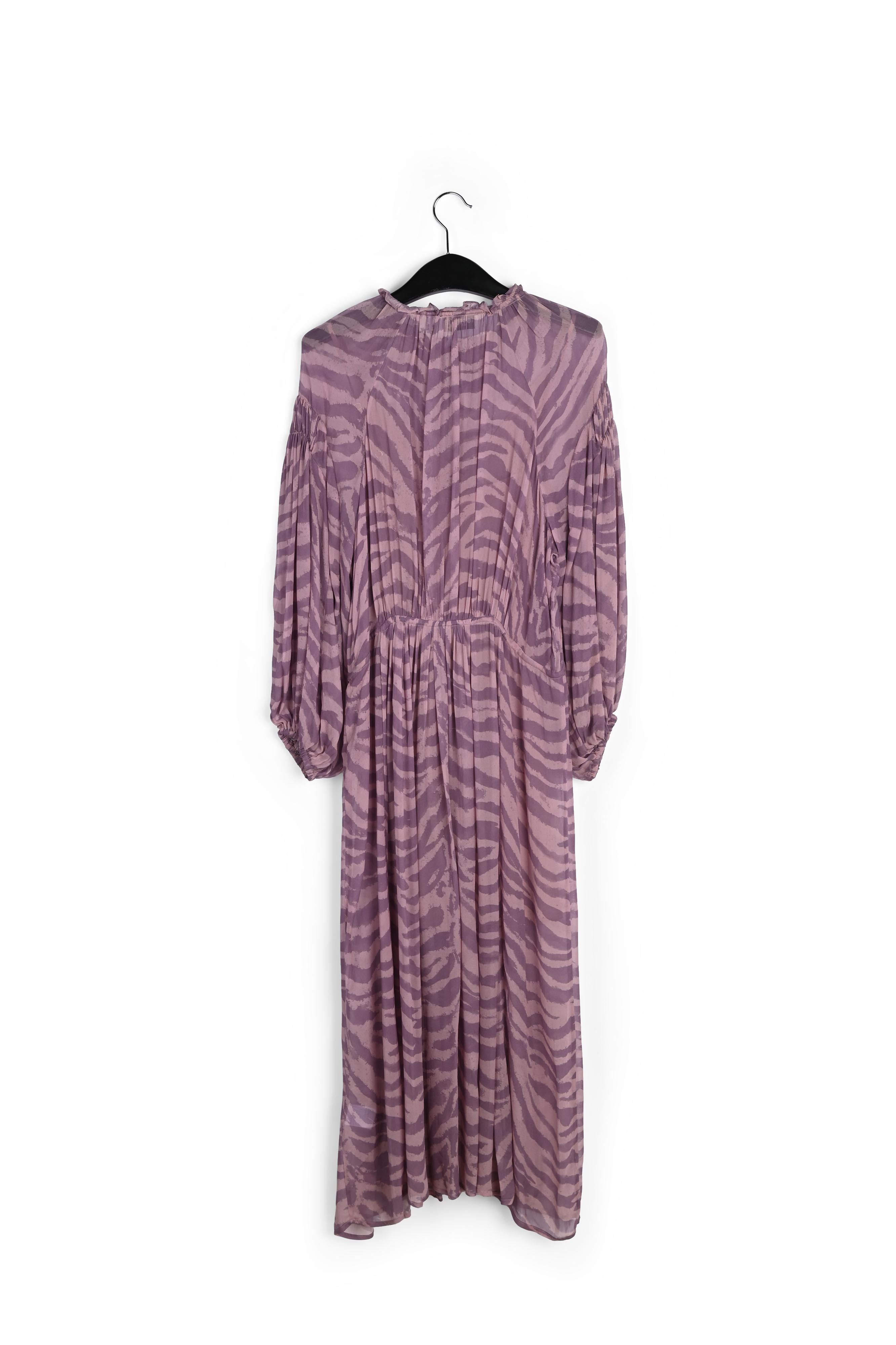 Lila wijde maxi-jurk met zebraprint RE—SSENTIEL | Essentiel second hand