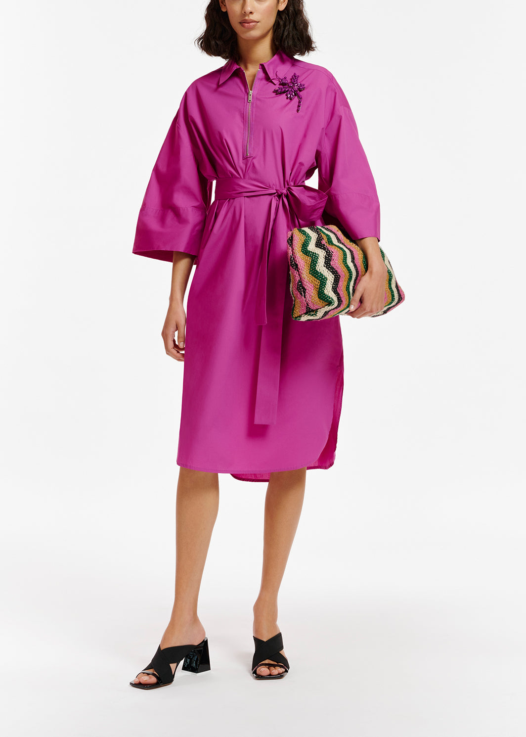 Robe chemise en popeline de coton violet RE—SSENTIEL | Essentiel second hand