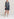Donkerblauwe a-jurk met bloemenprint Faume - seconde main