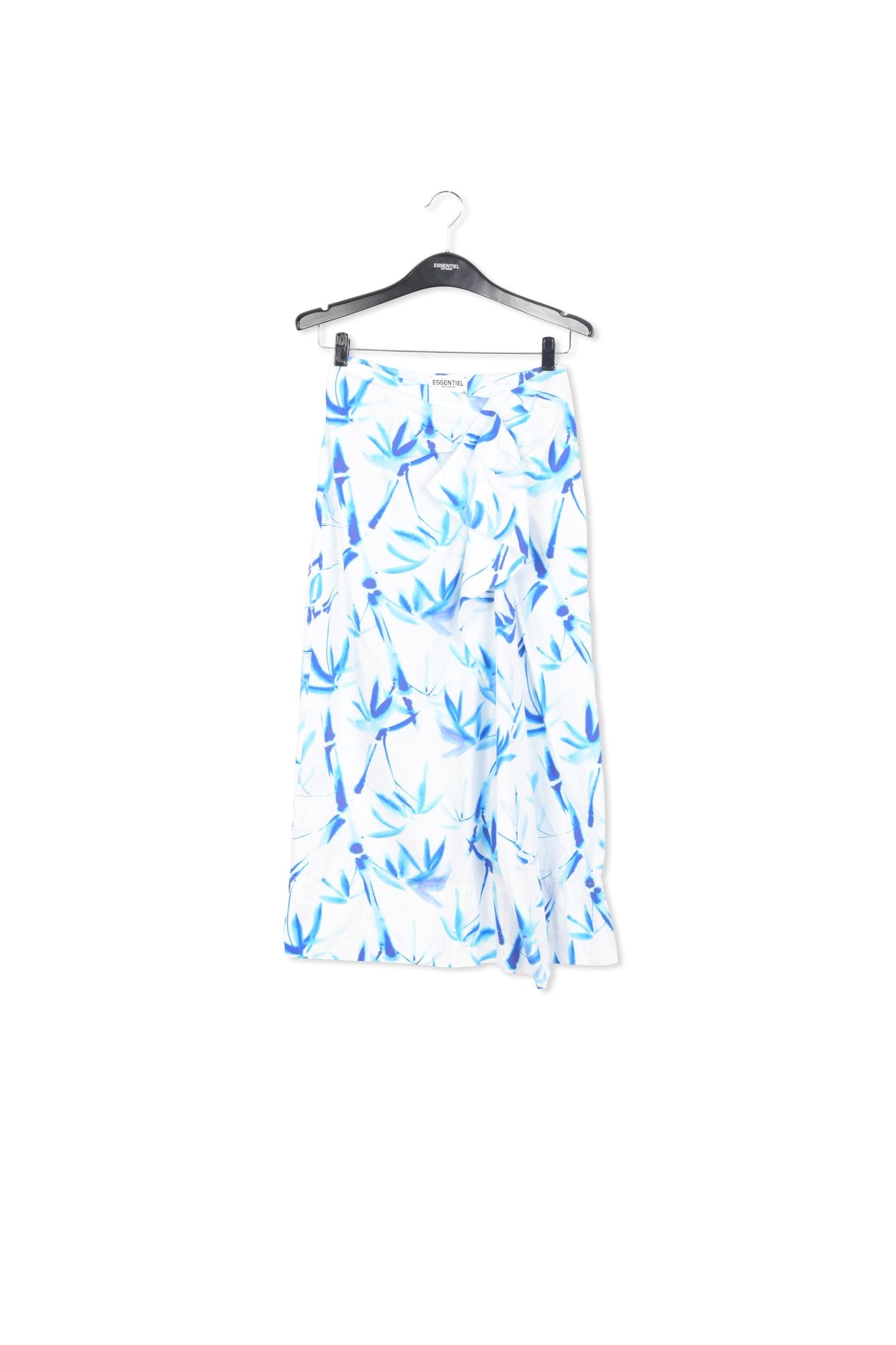 Off-white cotton draped midi skirt with palm leaf print RE—SSENTIEL | Essentiel second hand