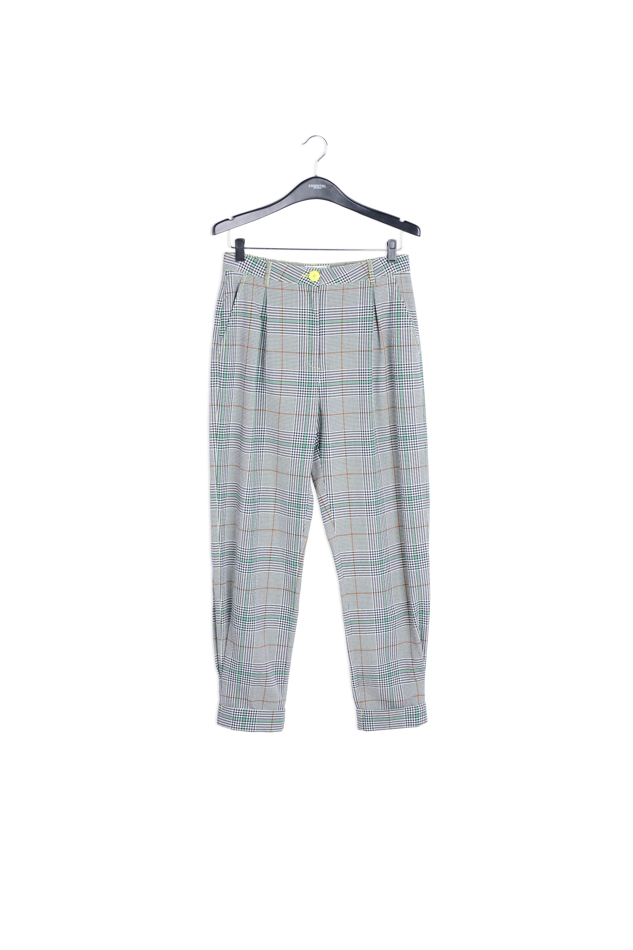 Off-white plaid high-rise pants RE—SSENTIEL | Essentiel second hand