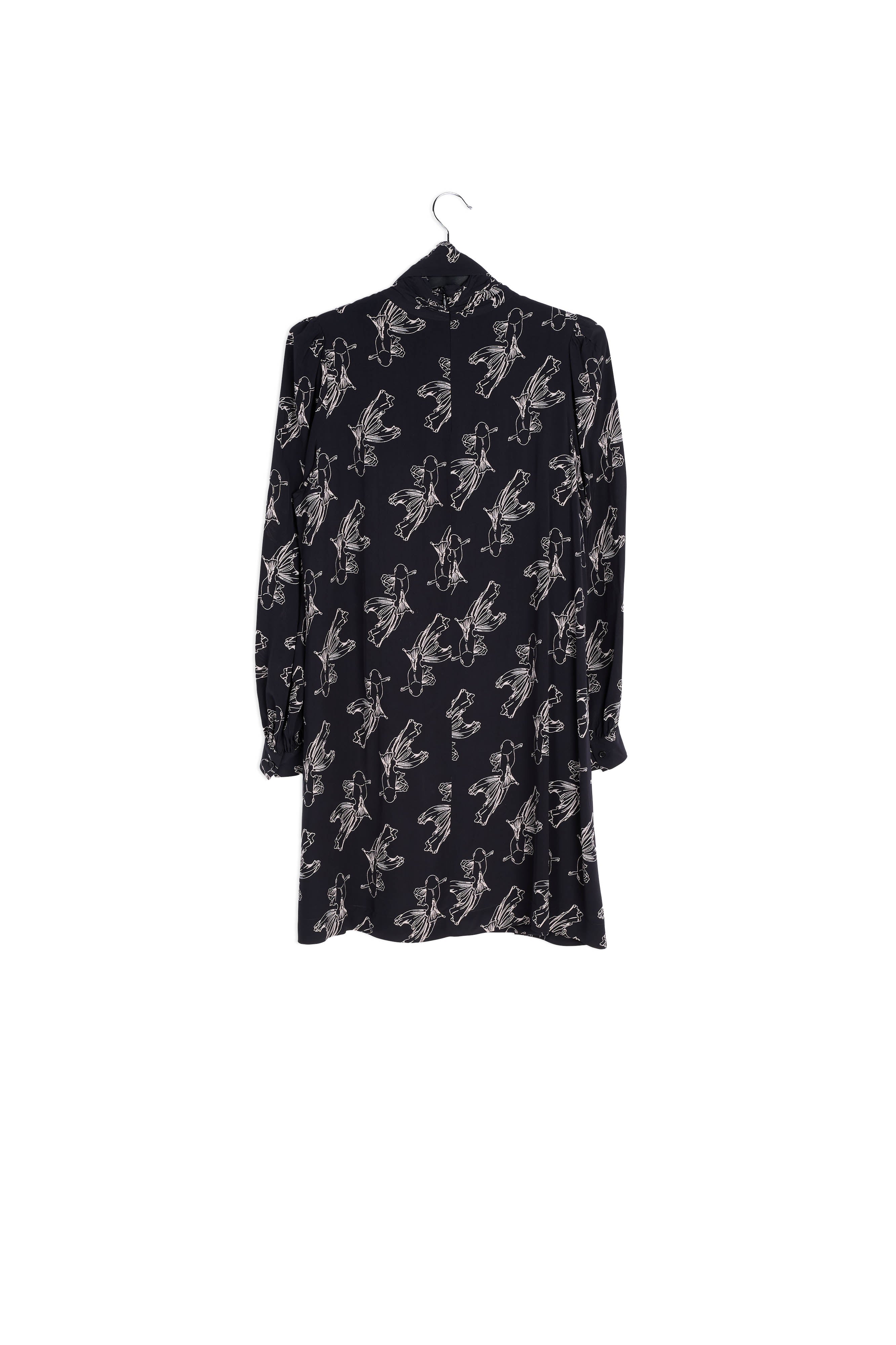 Black graphic print mini dress RE—SSENTIEL | Essentiel second hand