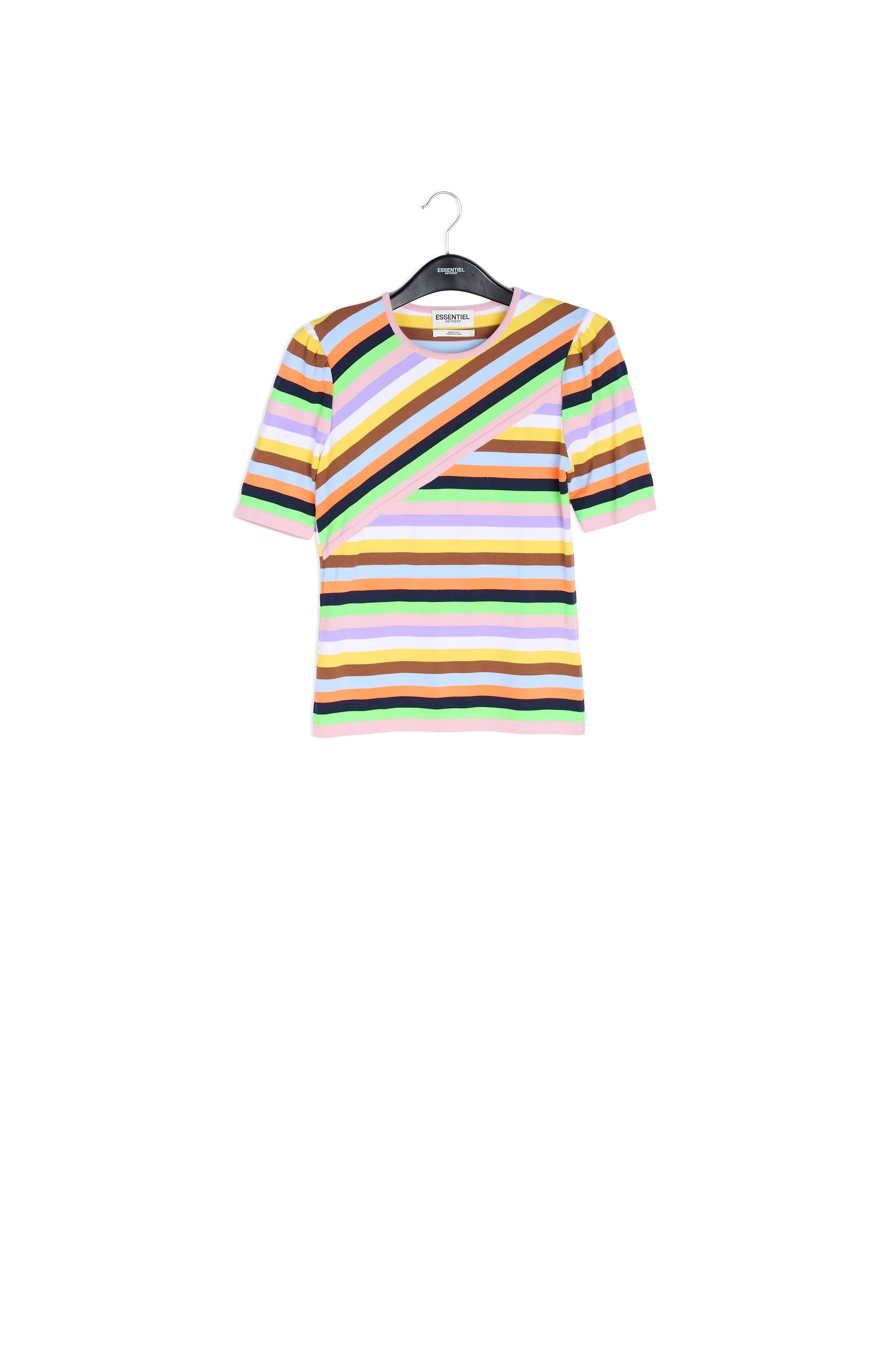 Multicolored striped puff sleeve top RE—SSENTIEL | Essentiel second hand