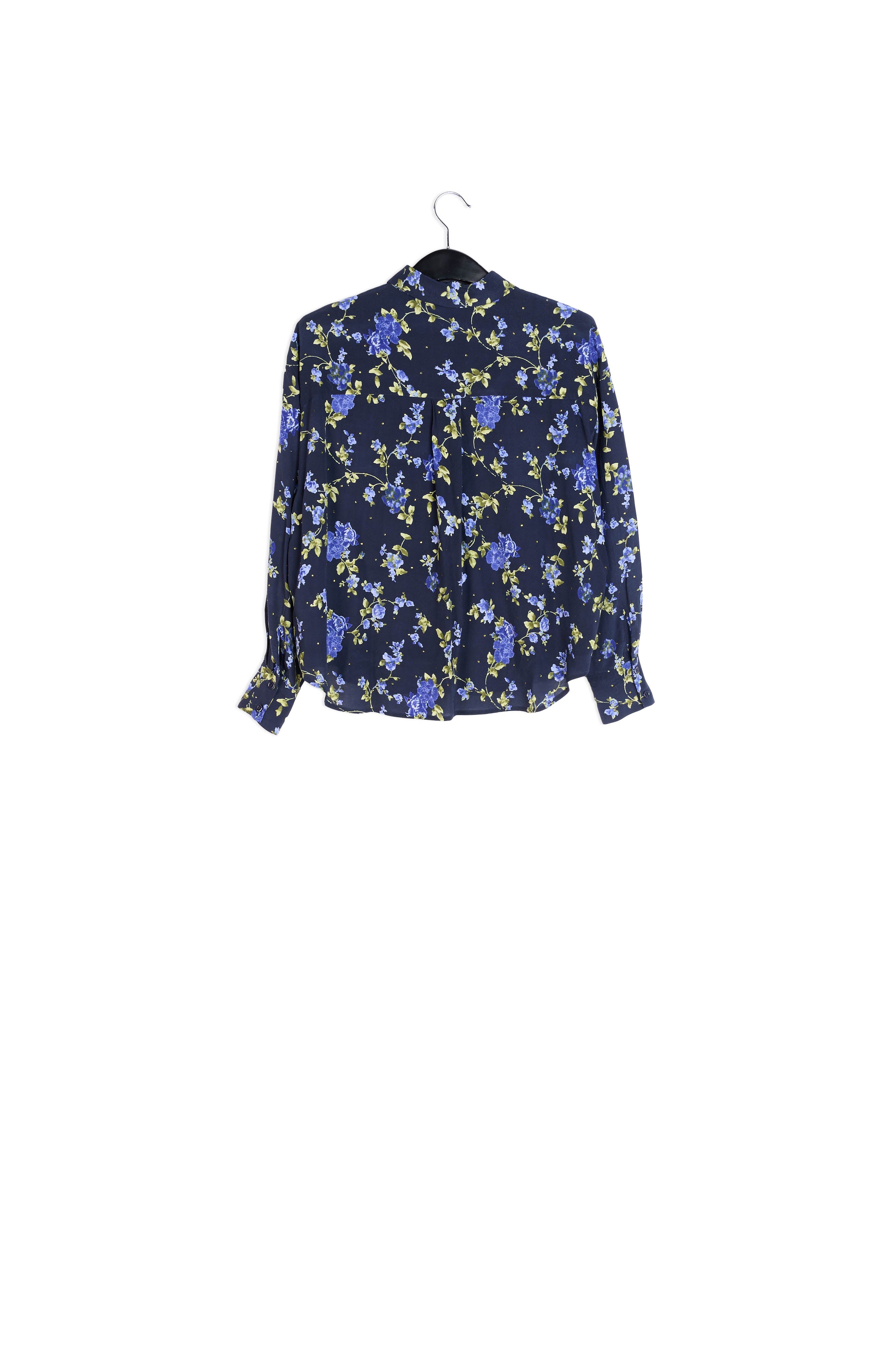 Chemise bleu foncé à fleurs avec strass RE—SSENTIEL | Essentiel second hand