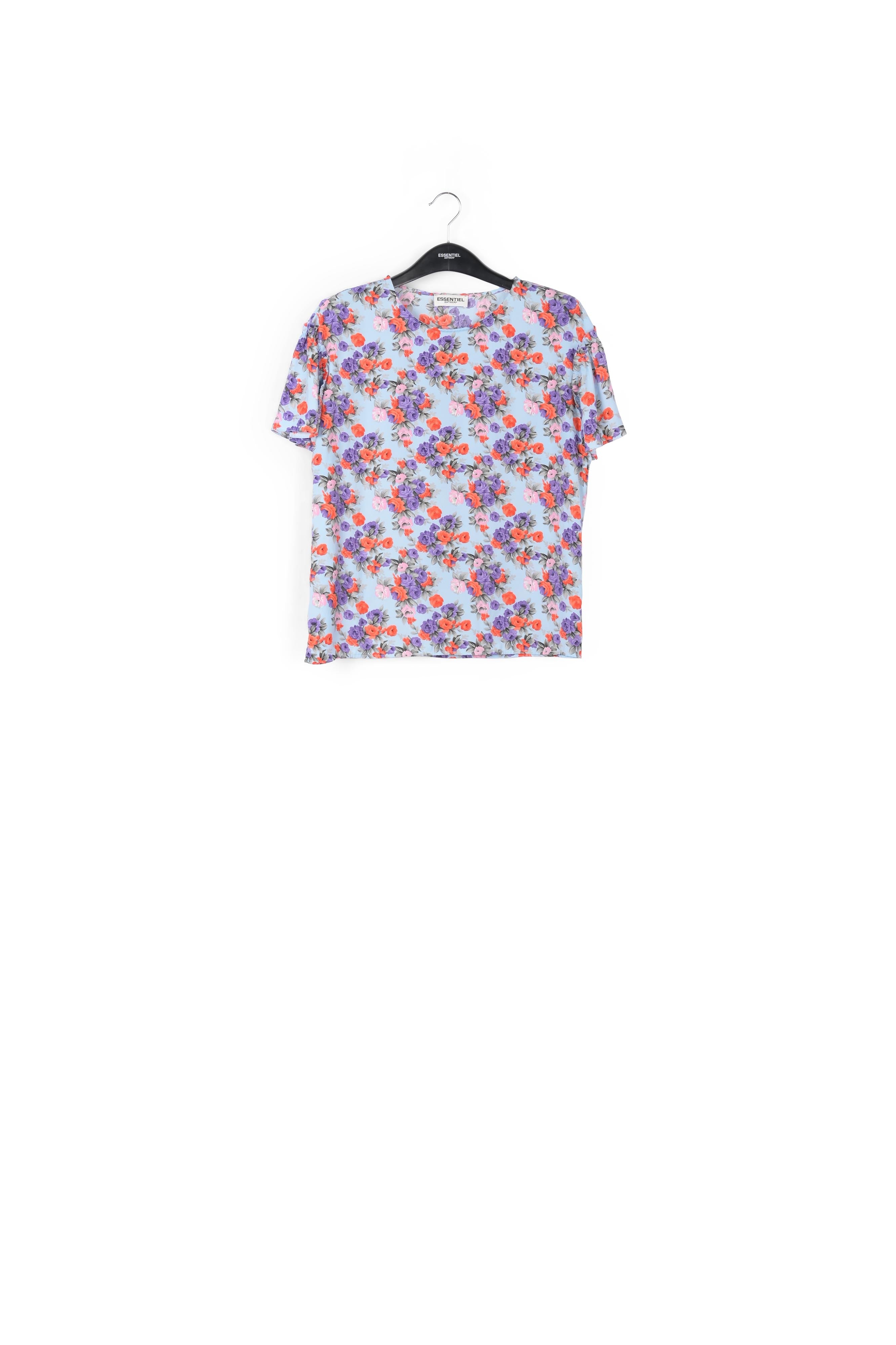 Top à fleurs bleu clair avec ruches RE—SSENTIEL | Essentiel second hand