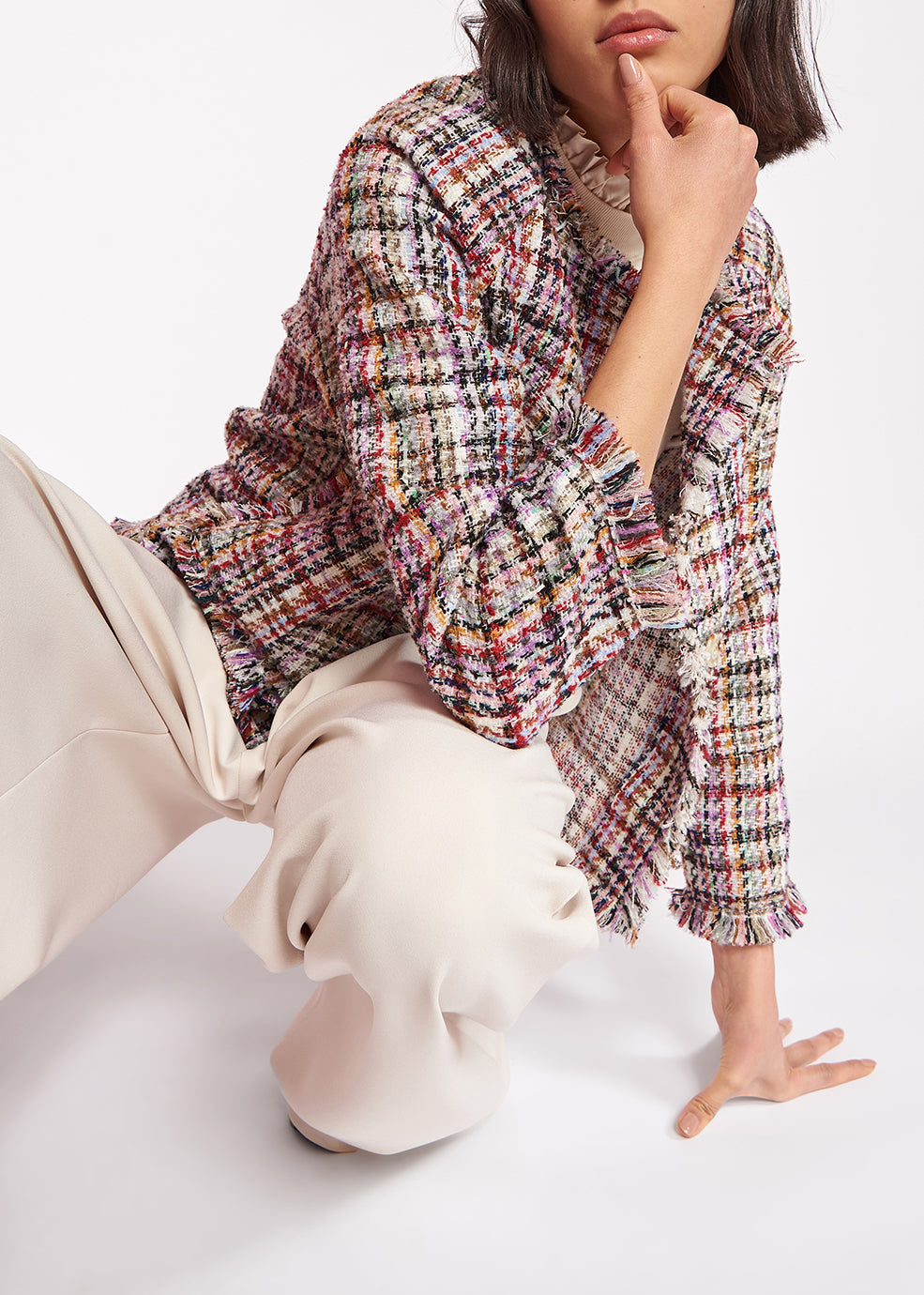 Multicolor tweed jacket RE—SSENTIEL | Essentiel second hand