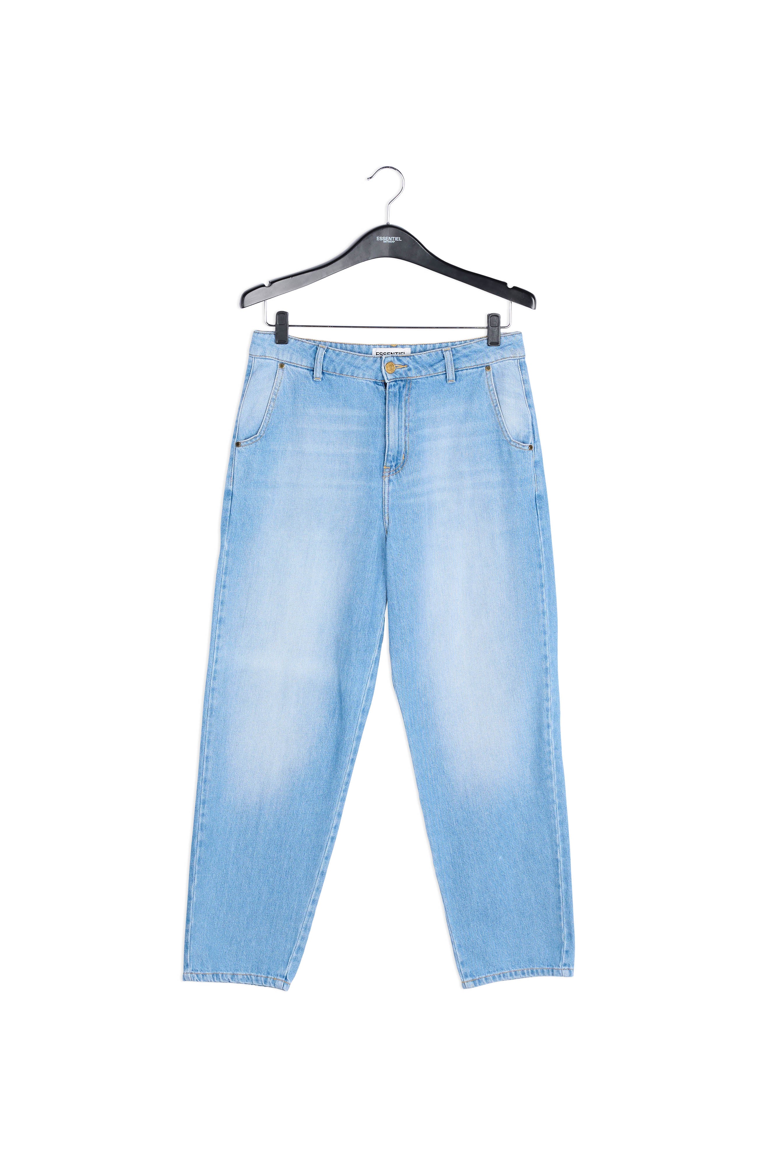 Jean boyfriend court taille haute en coton bleu marine RE—SSENTIEL | Essentiel second hand