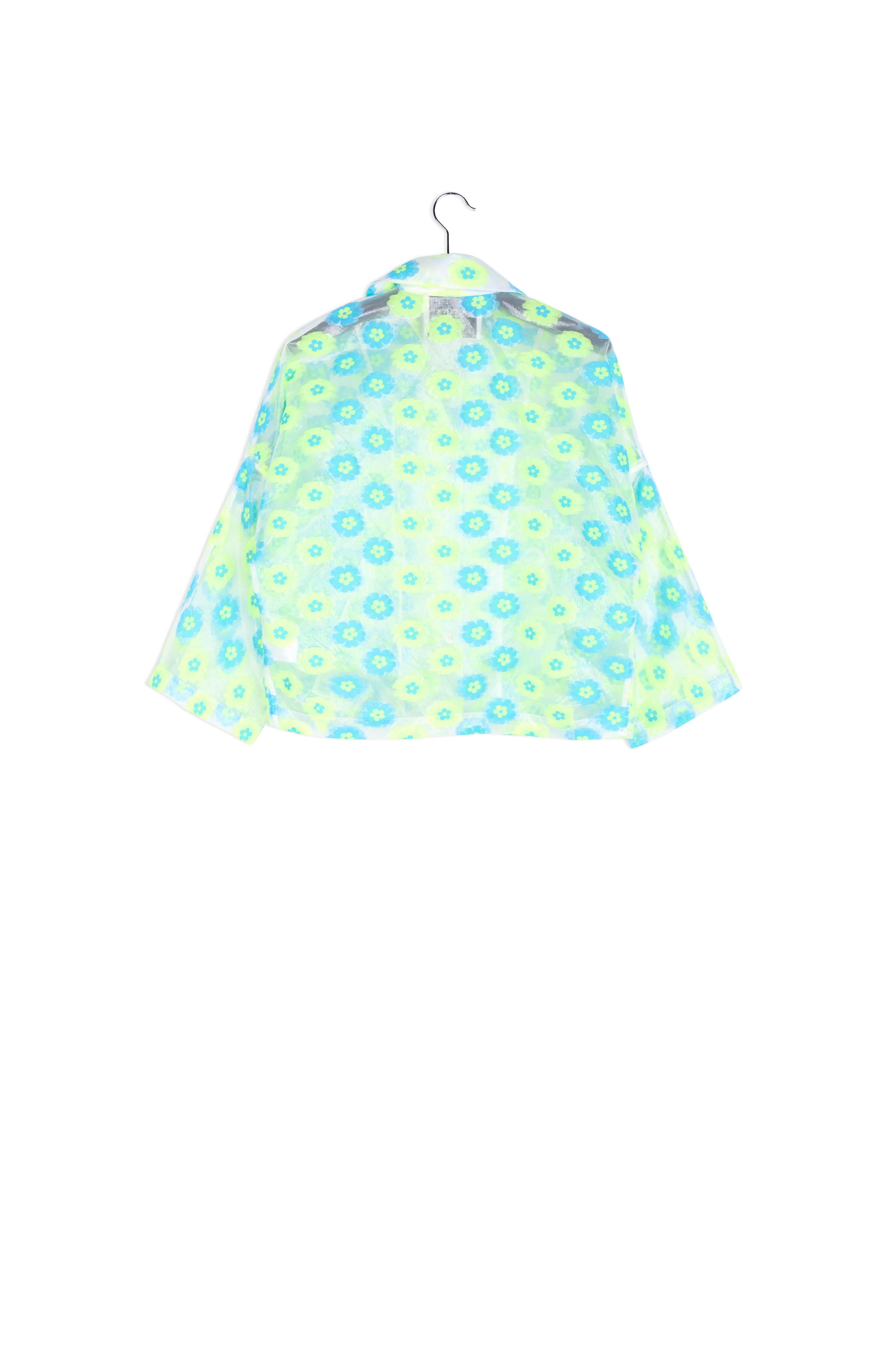 Veste transparente à fleurs vert fluo et bleu RE—SSENTIEL | Essentiel second hand