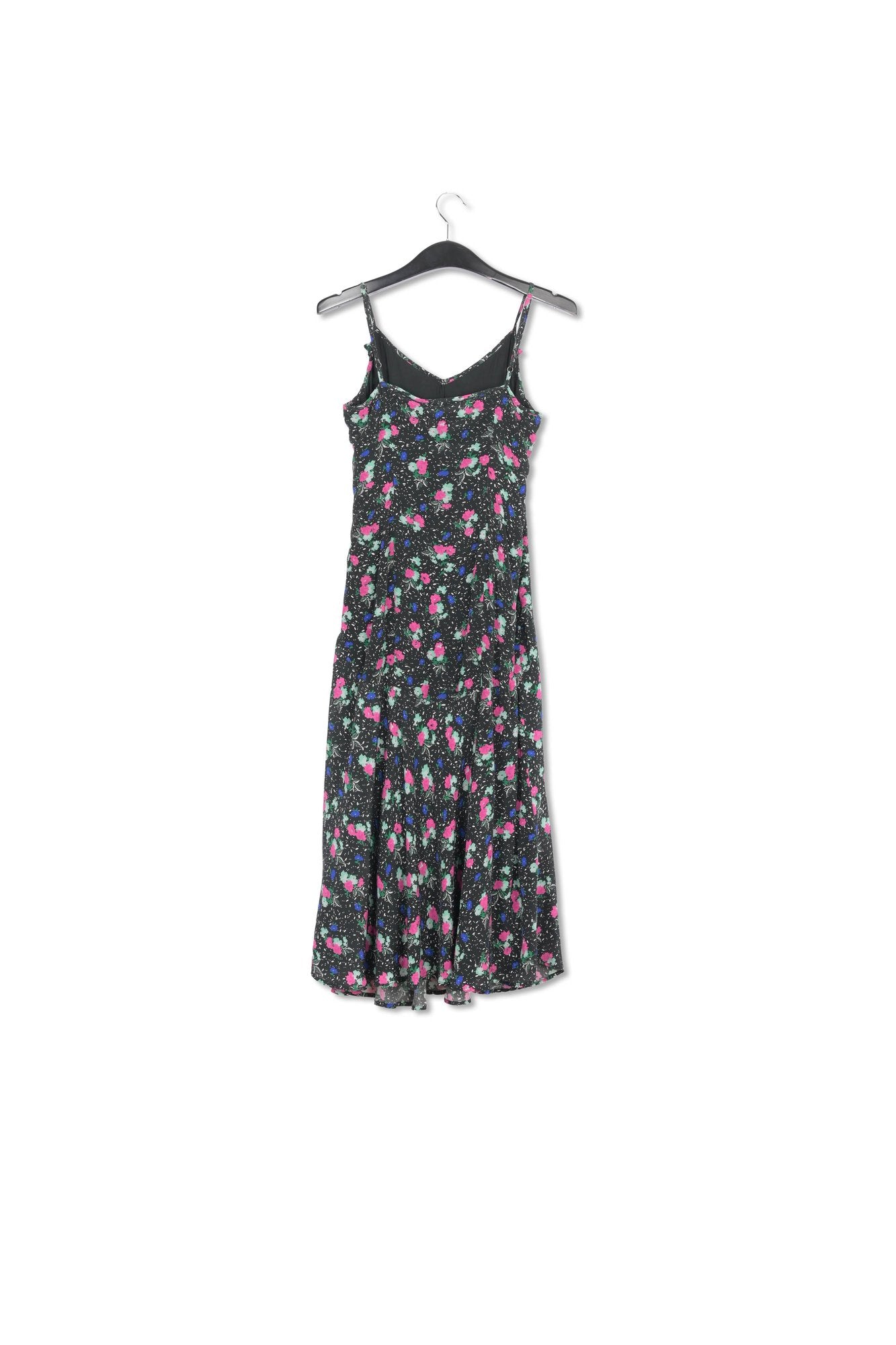 Black floral-print v-neck midi dress RE—SSENTIEL | Essentiel second hand