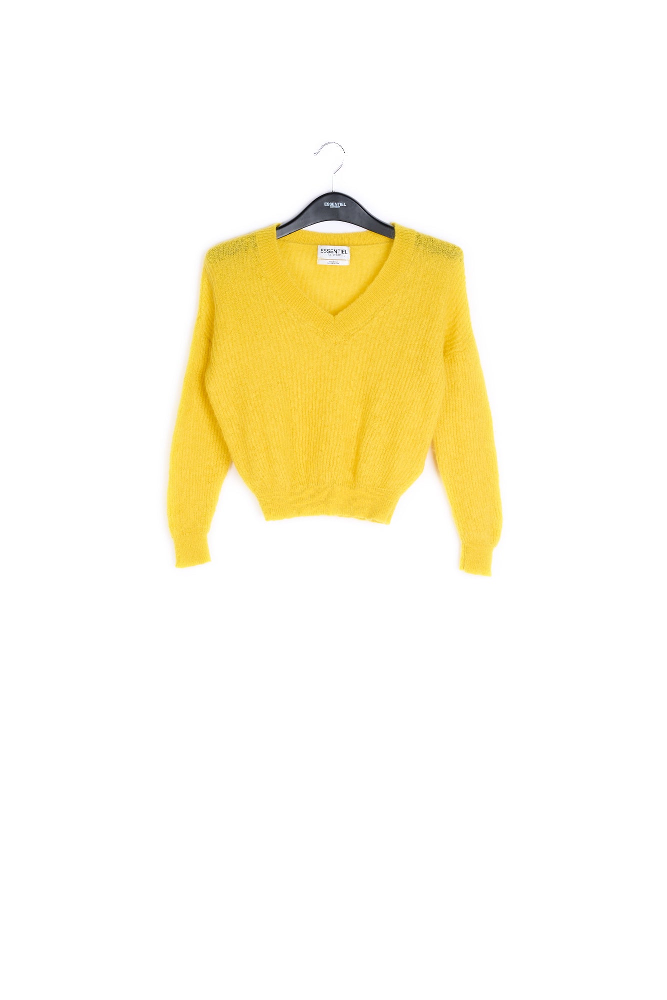 Yellow mohair blend v-neck sweater RE—SSENTIEL | Essentiel second hand