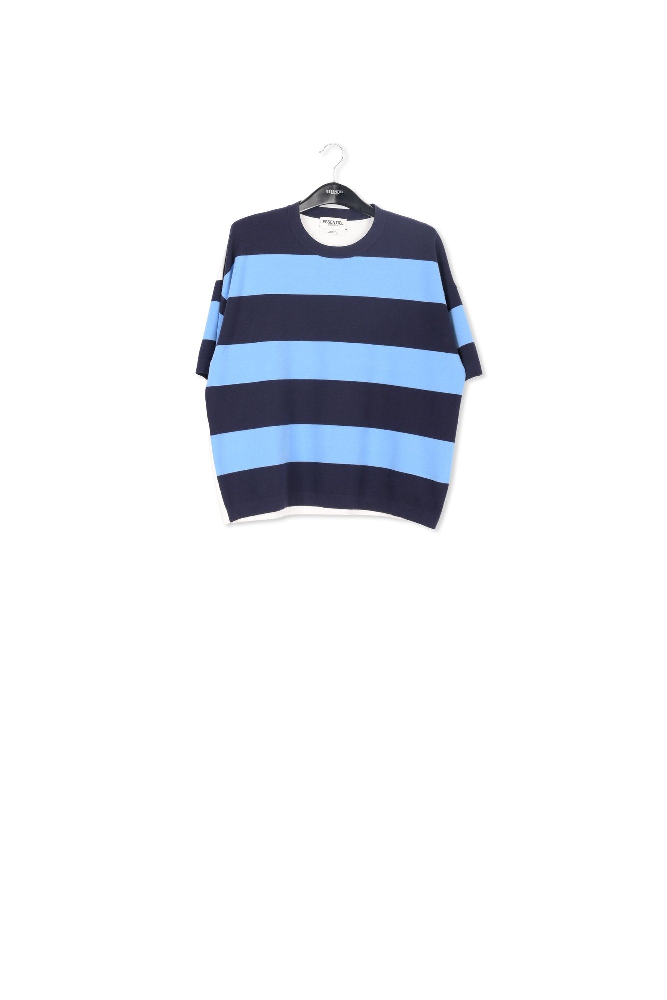 Blue and navy blue striped knit sweater RE—SSENTIEL | Essentiel second hand