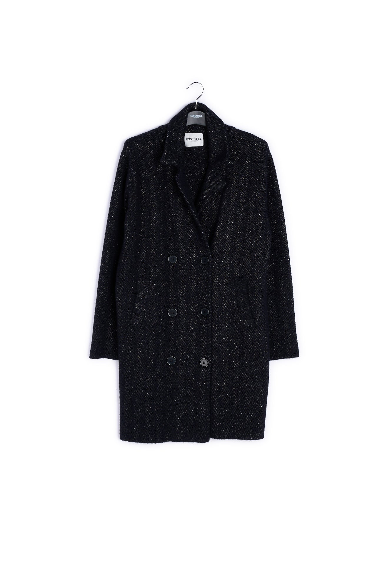 Black knitted coat RE—SSENTIEL | Essentiel second hand