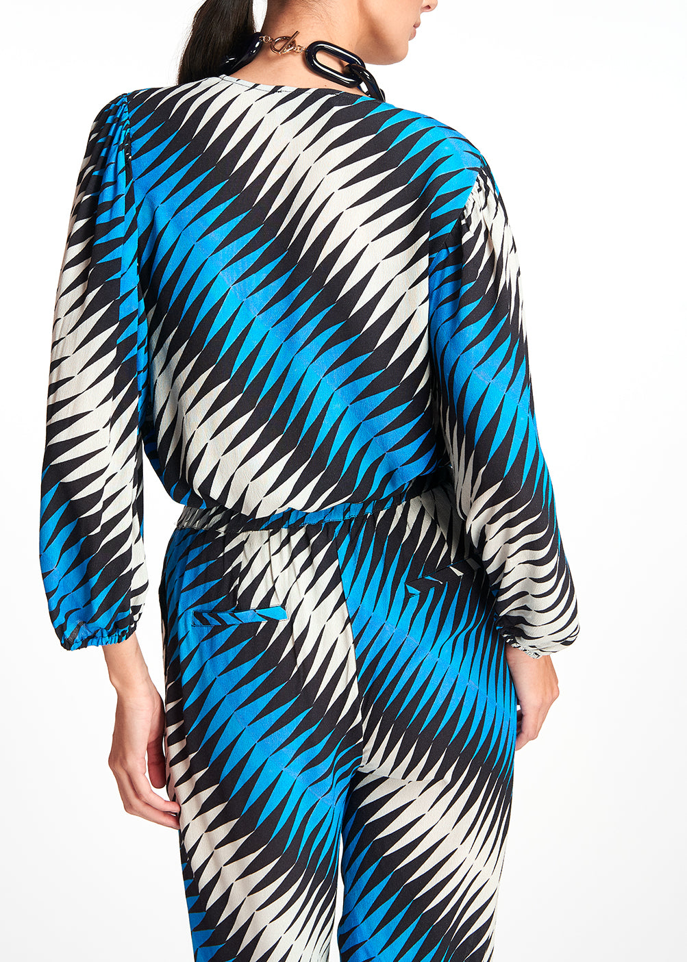 Graphic print top with voluminous sleeves RE—SSENTIEL | Essentiel second hand