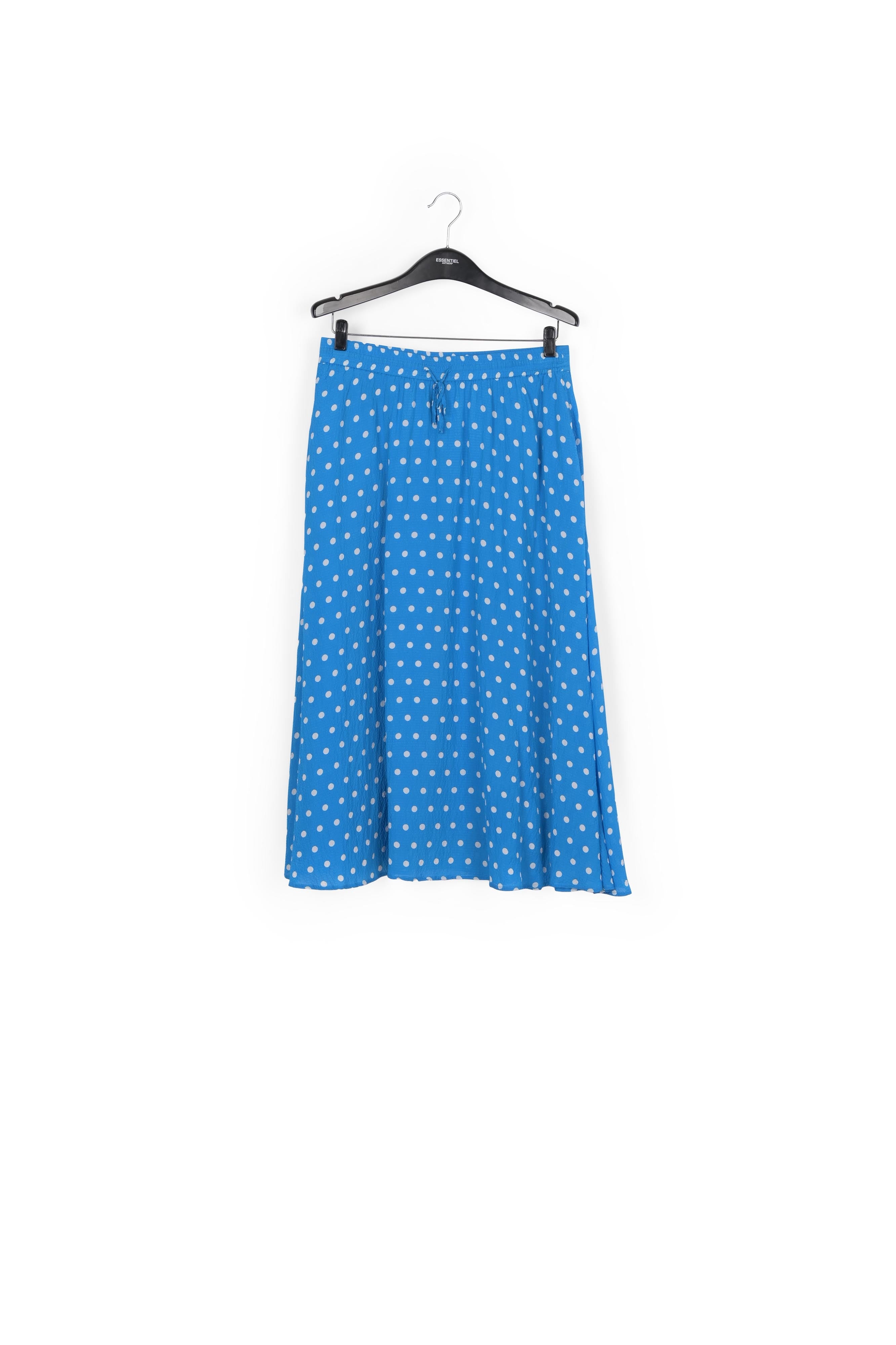 Jupe midi bleue à pois blancs RE—SSENTIEL | Essentiel second hand