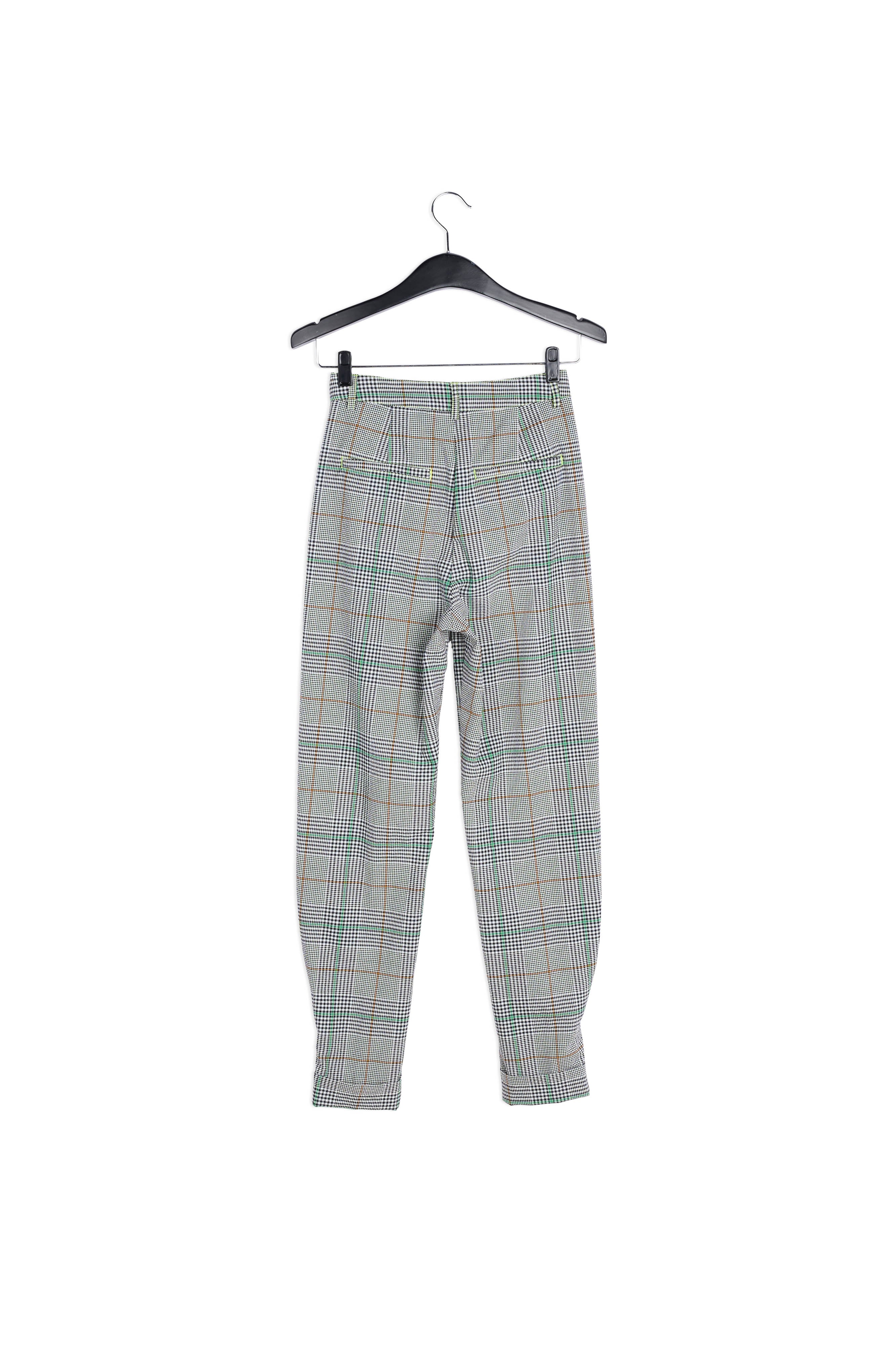 Gebroken witte ruitjesbroek met hoge taille RE—SSENTIEL | Essentiel second hand