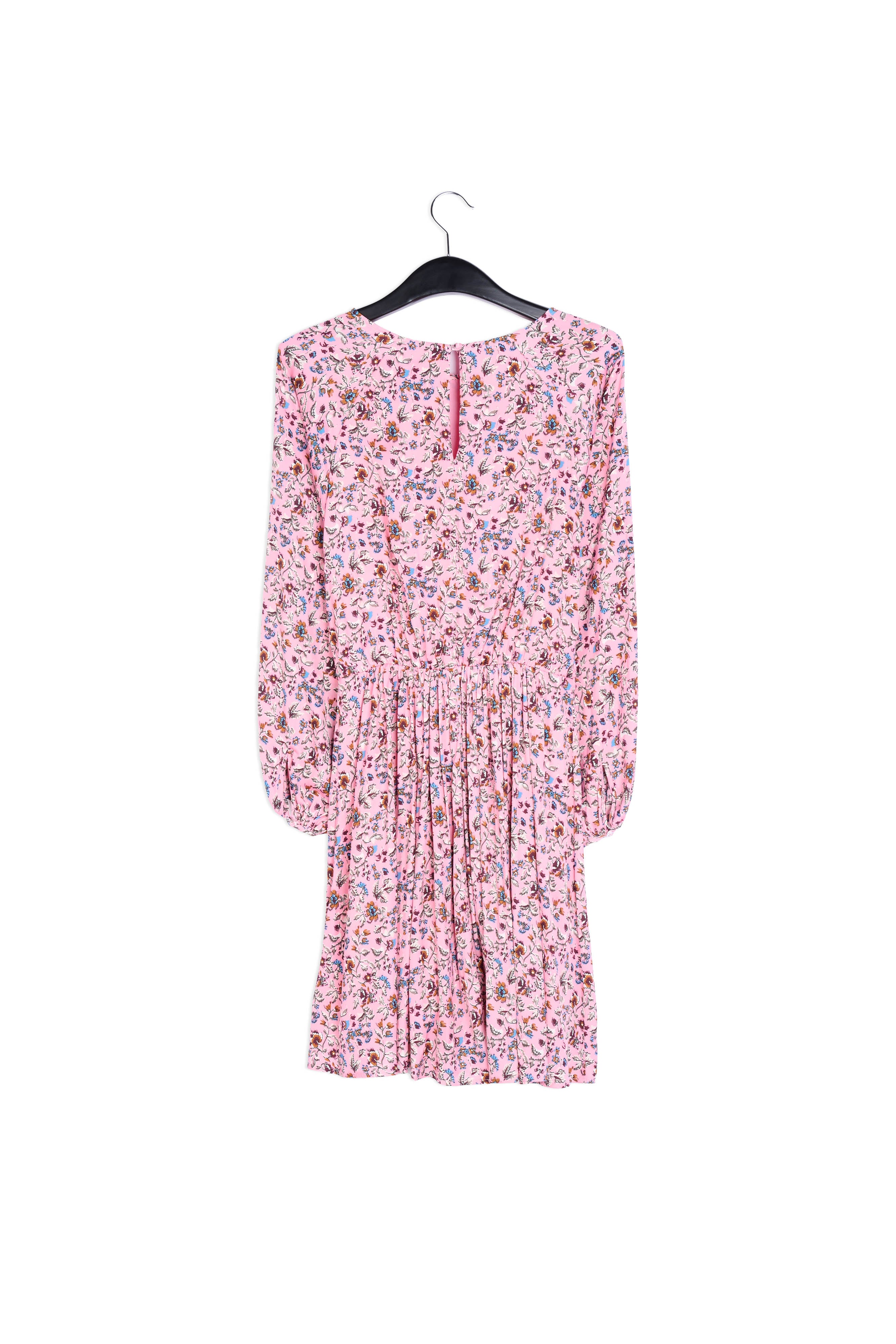 Pink long-sleeved mini dress with flower print RE—SSENTIEL | Essentiel second hand