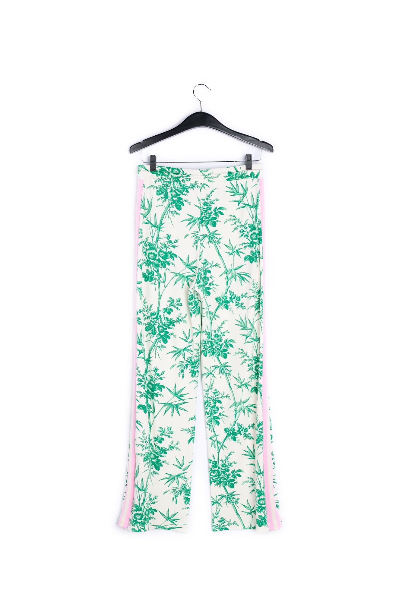 Classic white tracksuit bottoms with green print RE—SSENTIEL | Essentiel second hand