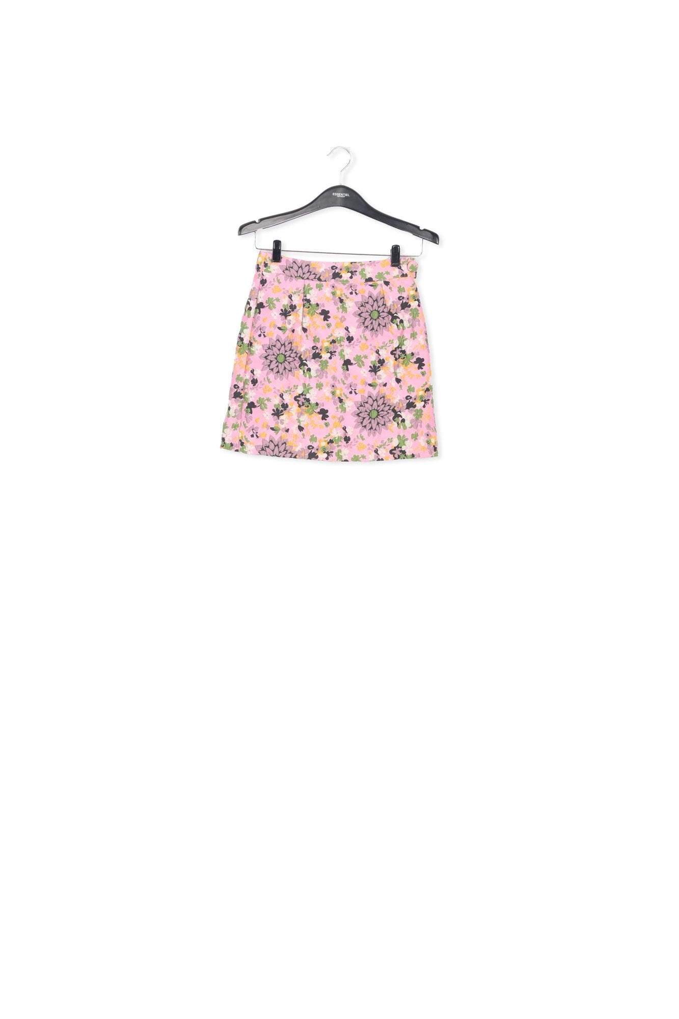 Pink floral jacquard mini skirt RE—SSENTIEL | Essentiel second hand